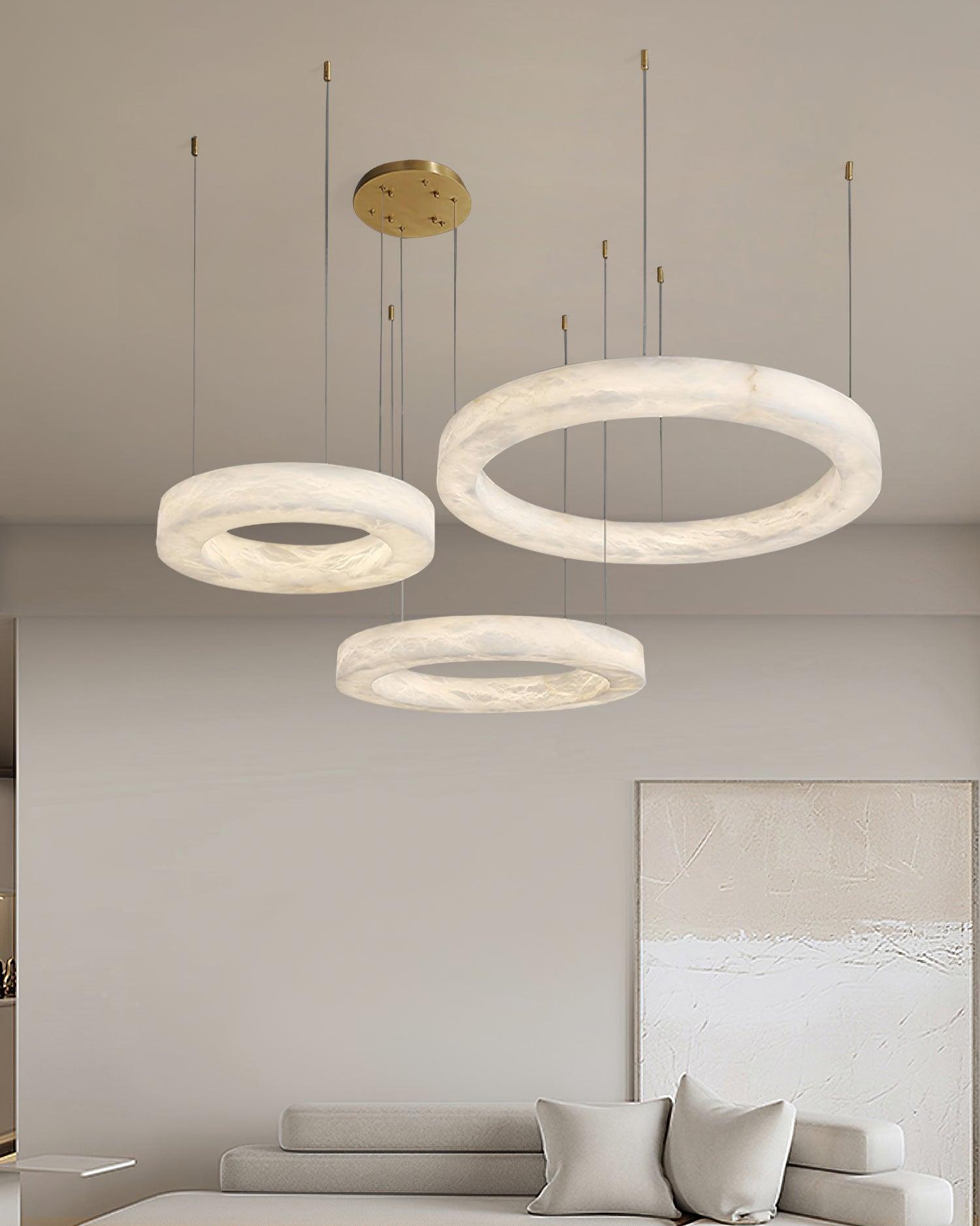 Olloros Alabaster Multi-Ring Pendant Light - Blowlighting