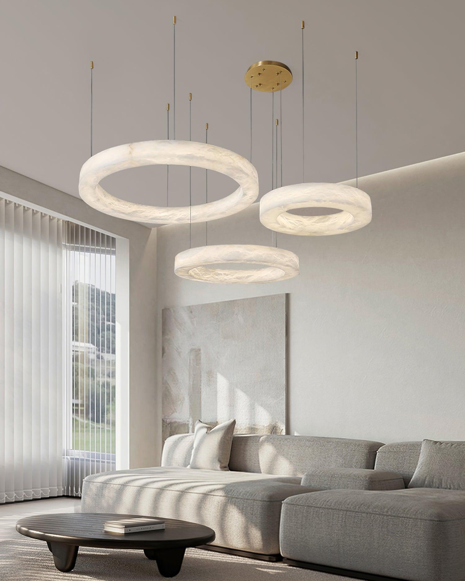 Olloros Alabaster Multi-Ring Pendant Light - Blowlighting