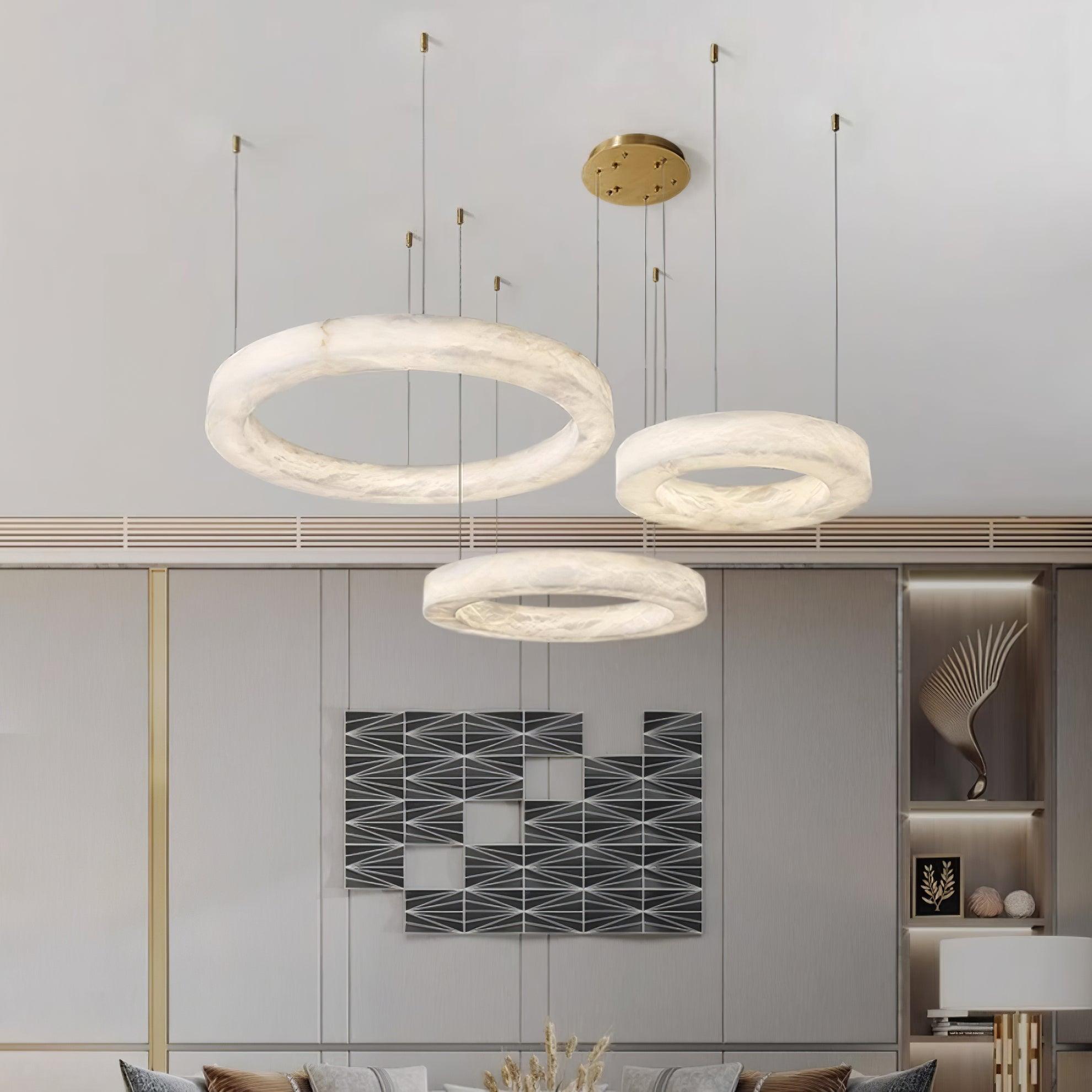 Olloros Alabaster Multi-Ring Pendant Light - Blowlighting