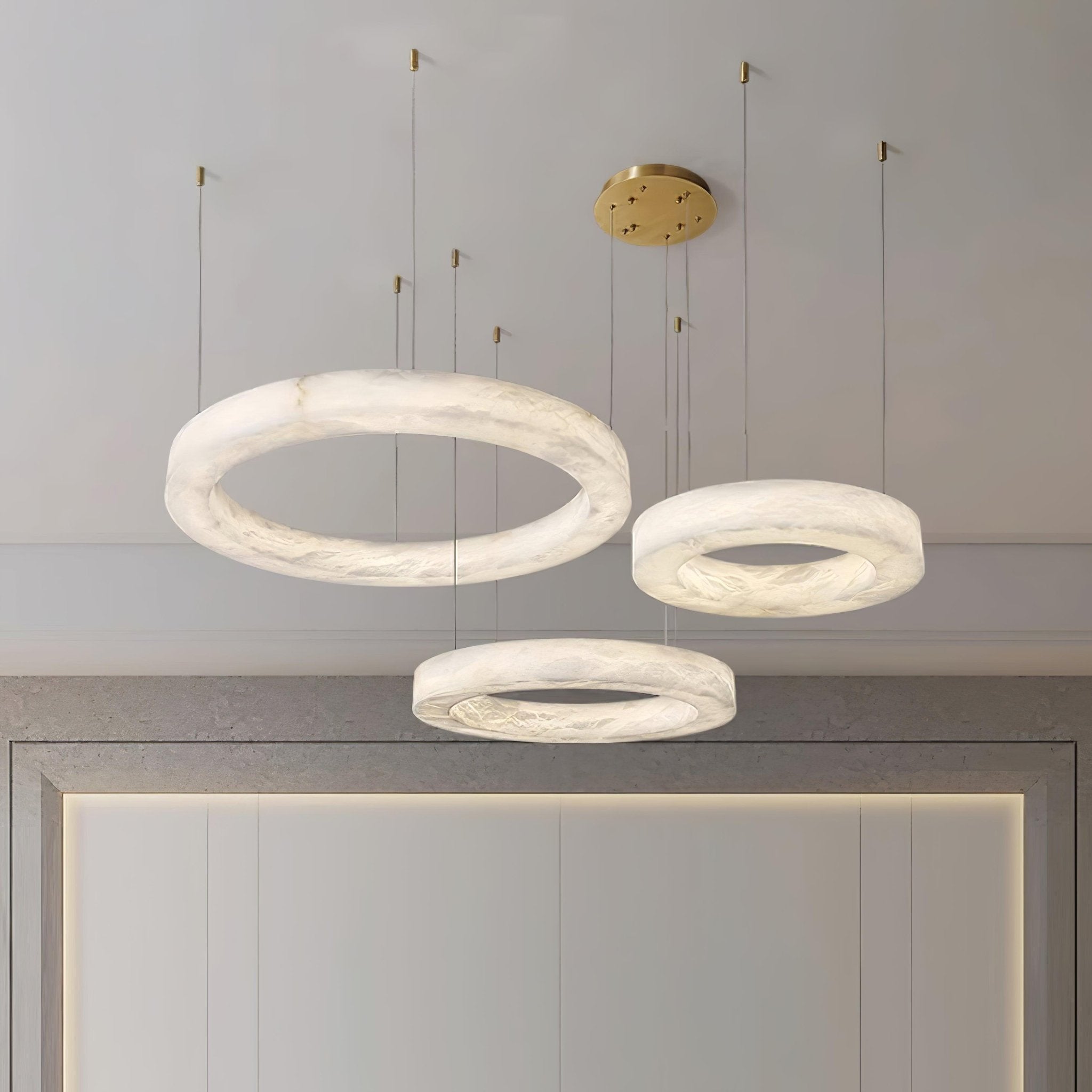 Olloros Alabaster Multi-Ring Pendant Light - Blowlighting