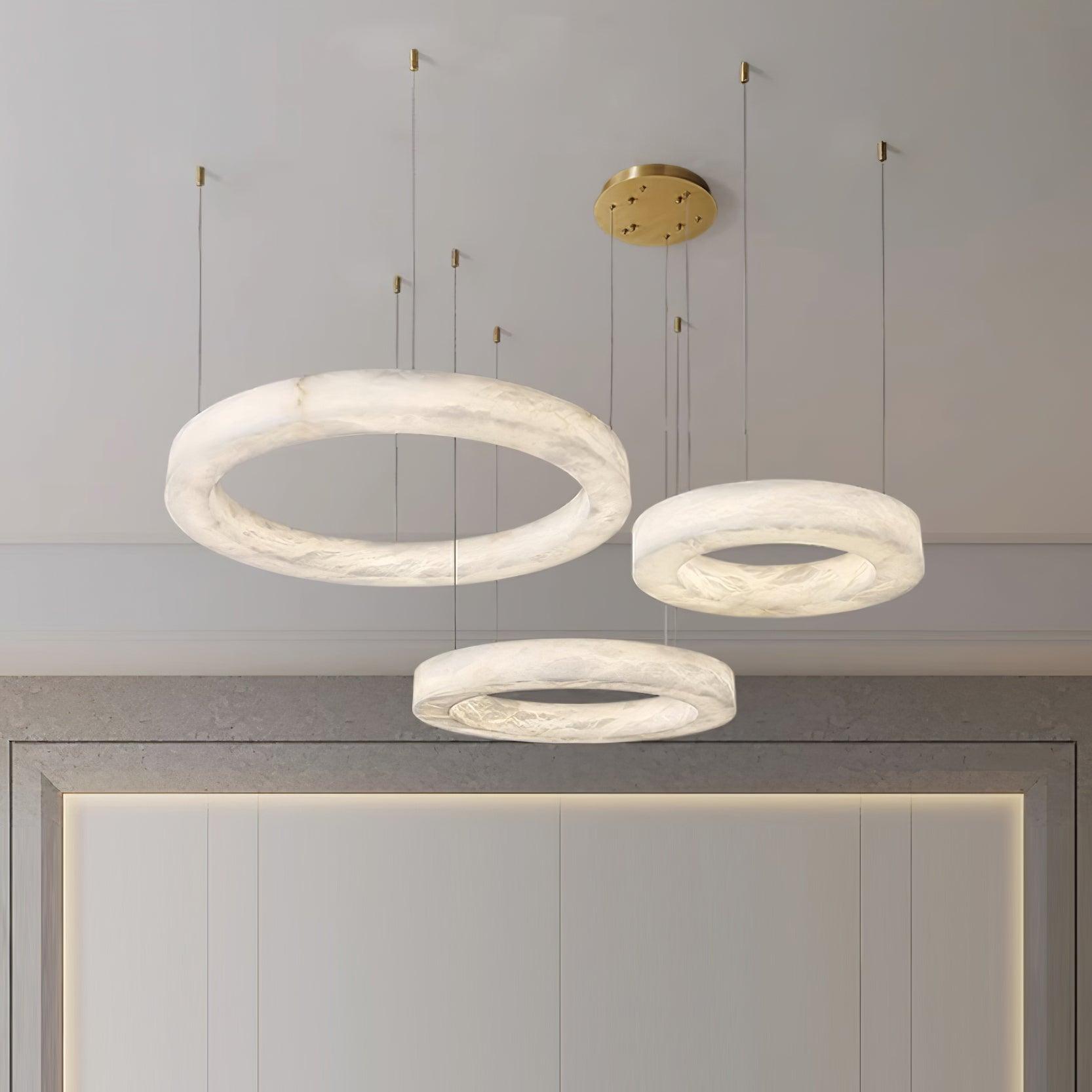 Olloros Alabaster Multi-Ring Pendant Light - Blowlighting