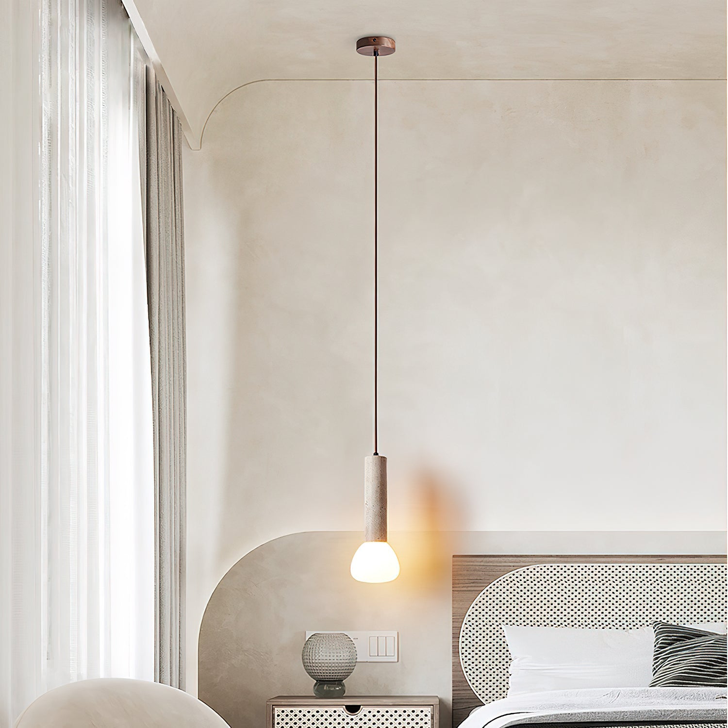 Cicaris Minimalist Travertine Pendant Light - Blowlighting