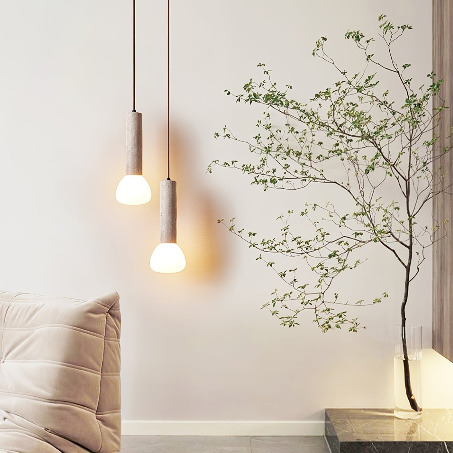 Cicaris Minimalist Travertine Pendant Light - Blowlighting