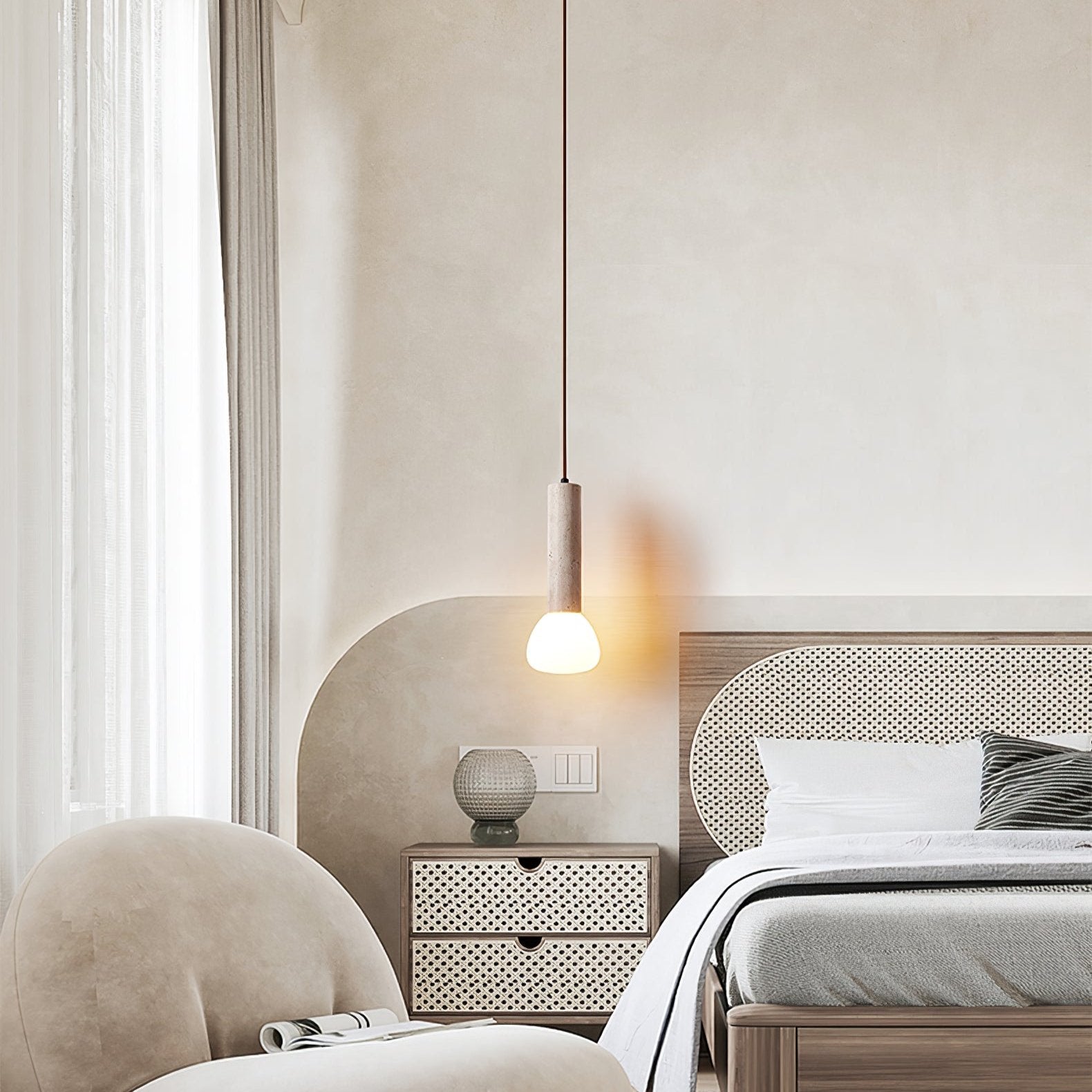 Cicaris Minimalist Travertine Pendant Light - Blowlighting