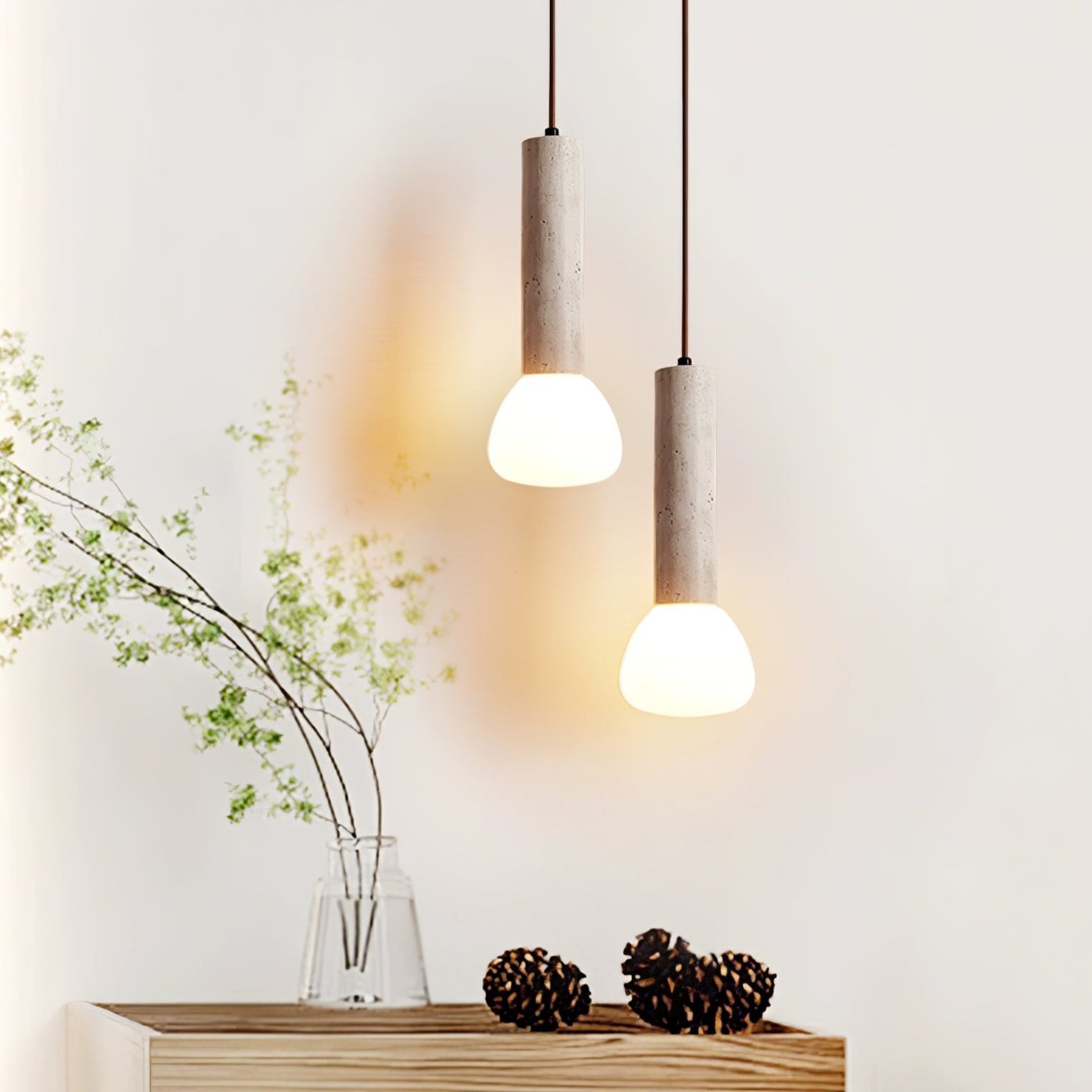 Cicaris Minimalist Travertine Pendant Light - Blowlighting