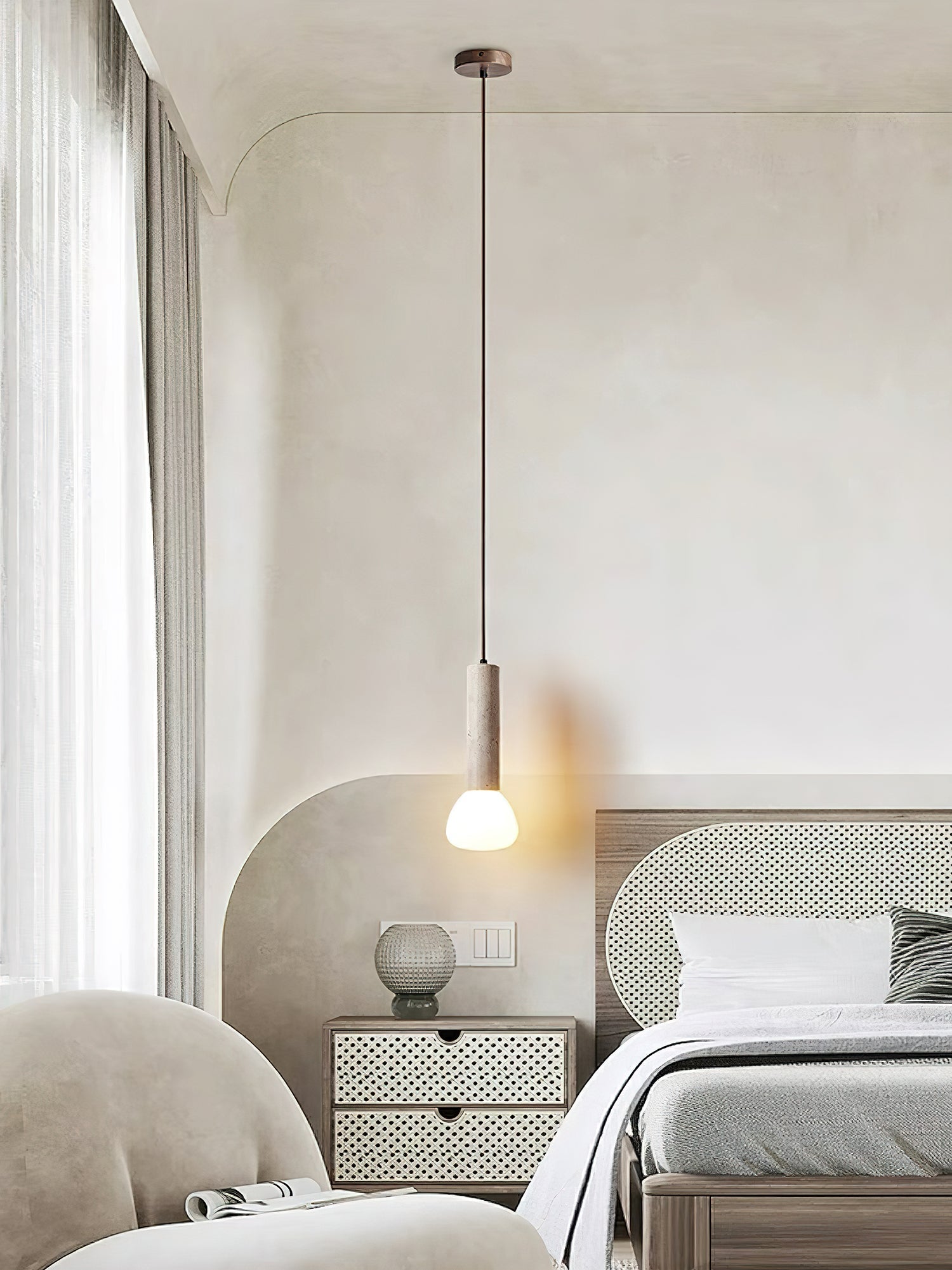 Cicaris Minimalist Travertine Pendant Light - Blowlighting