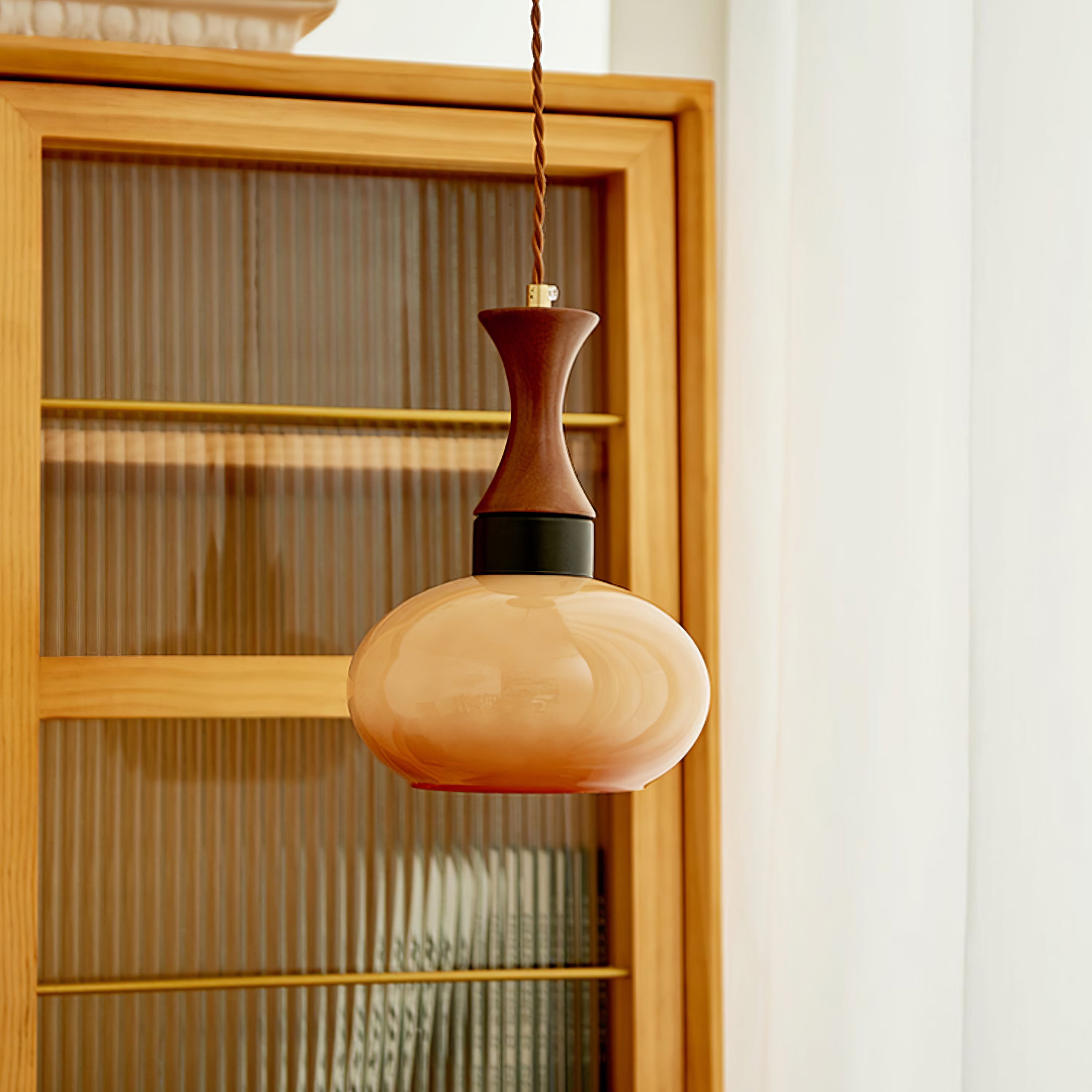 Lartheon Brown Glass Plug-In Pendant Lamp