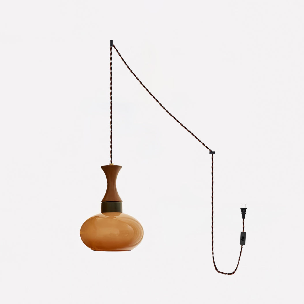 Lartheon Brown Glass Plug-In Pendant Lamp