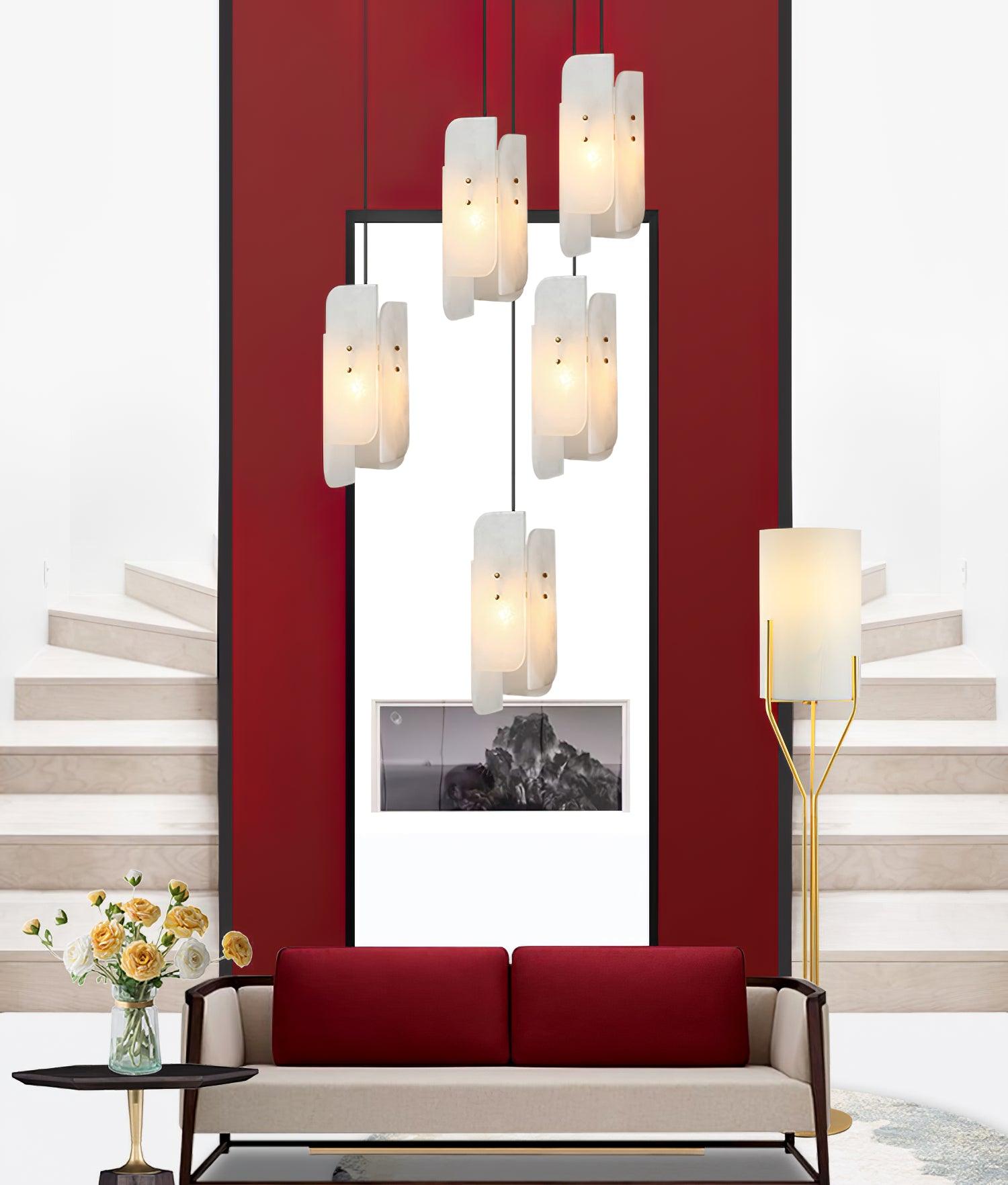 Vicarus Layered Alabaster Pendant Light - Blowlighting