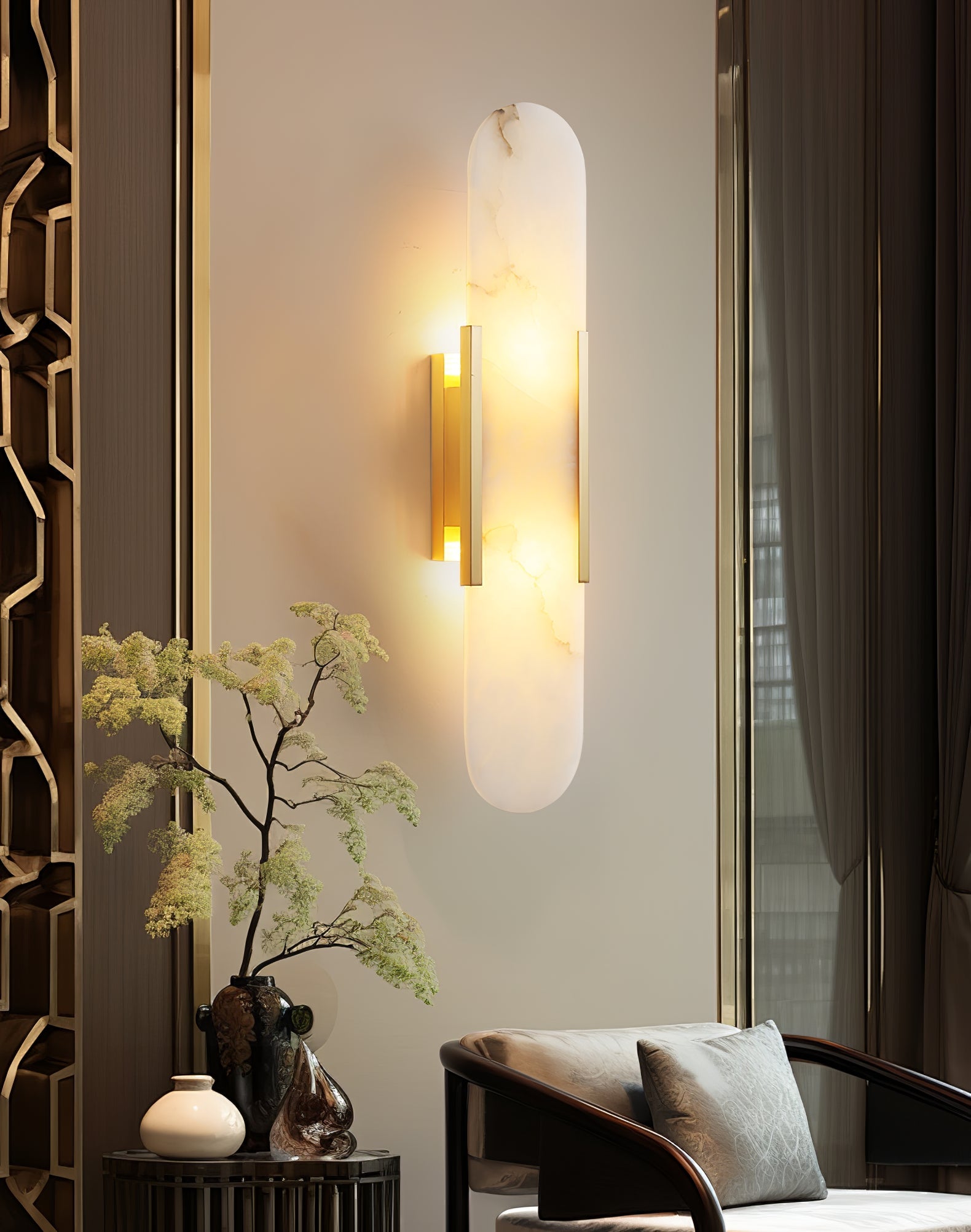 Corvina Oblong Alabaster Wall Light - Blowlighting