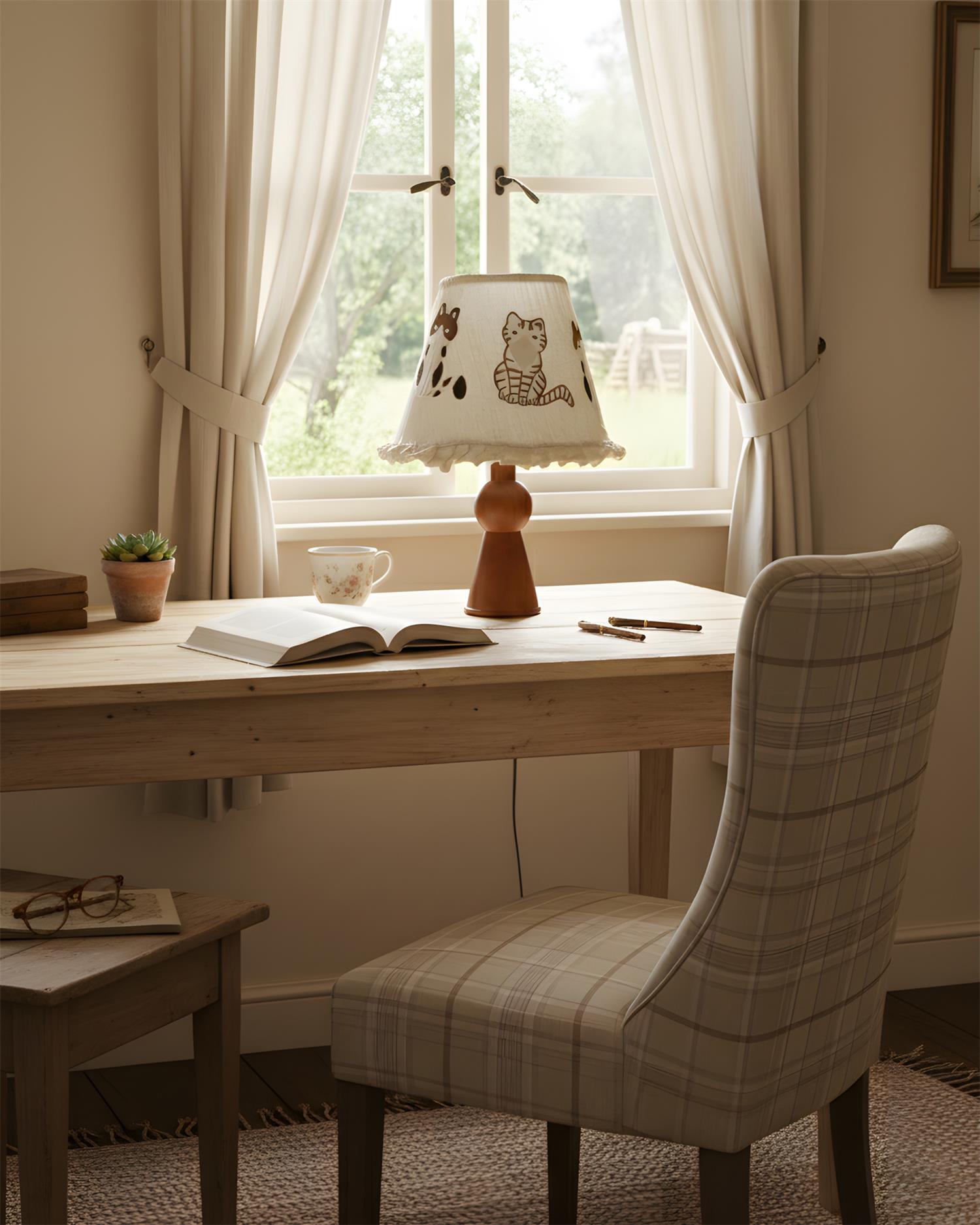 Meowla Natural Fabric Table Light