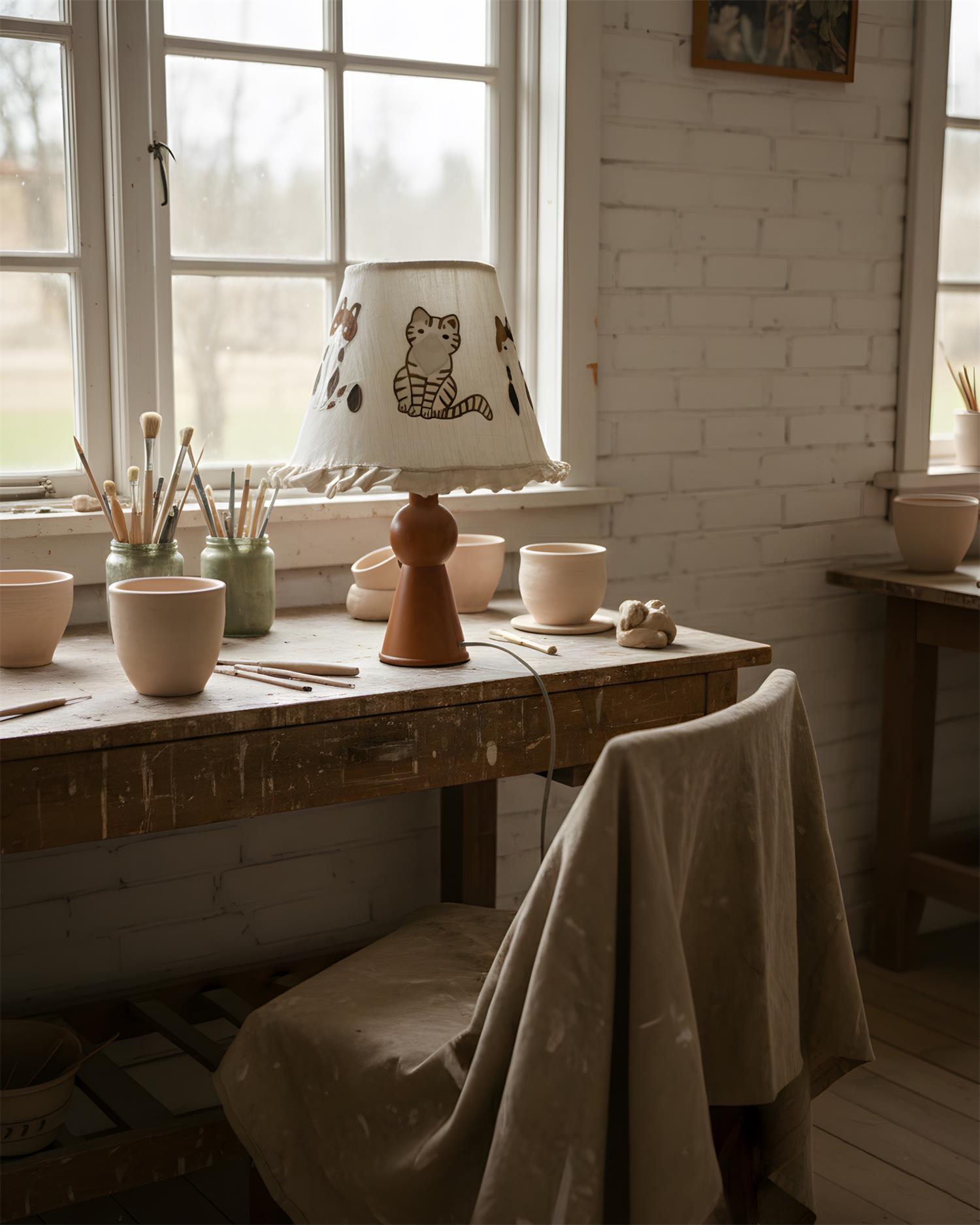 Meowla Natural Fabric Table Light