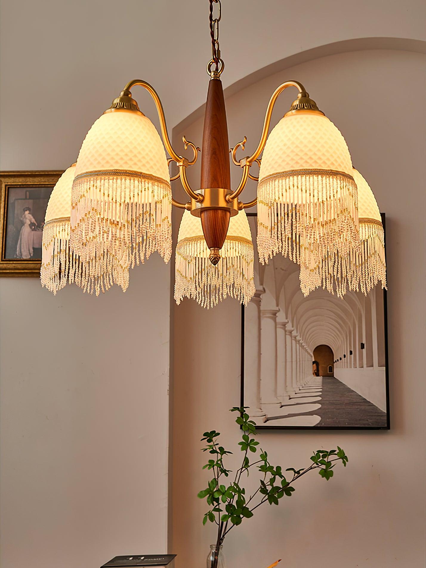 Aurora Chandelier Tassel Glass Vintage - Blowlighting