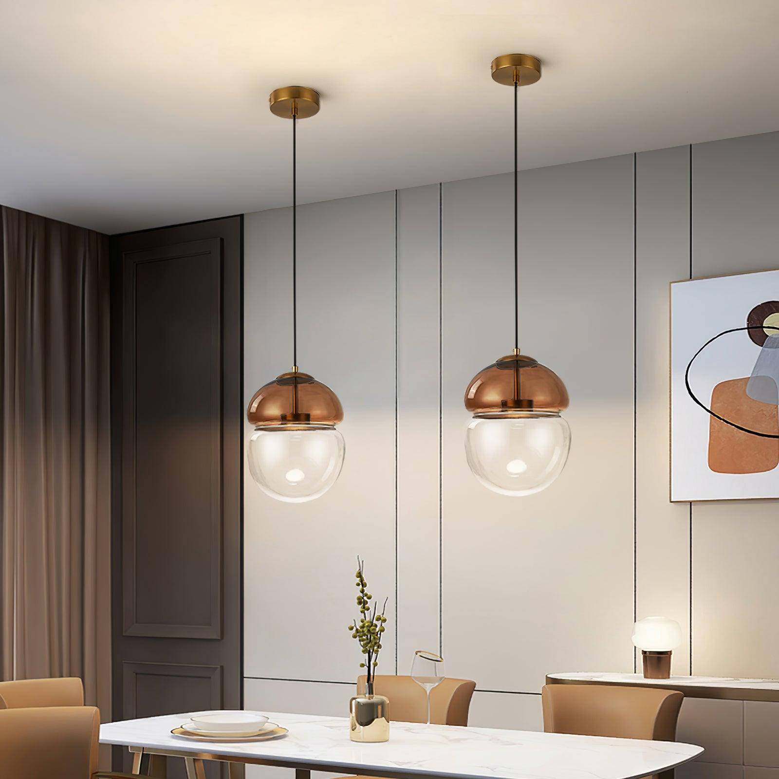 Aged Modern Minimalist Dome Metal Glass Pendant Light - Blowlighting