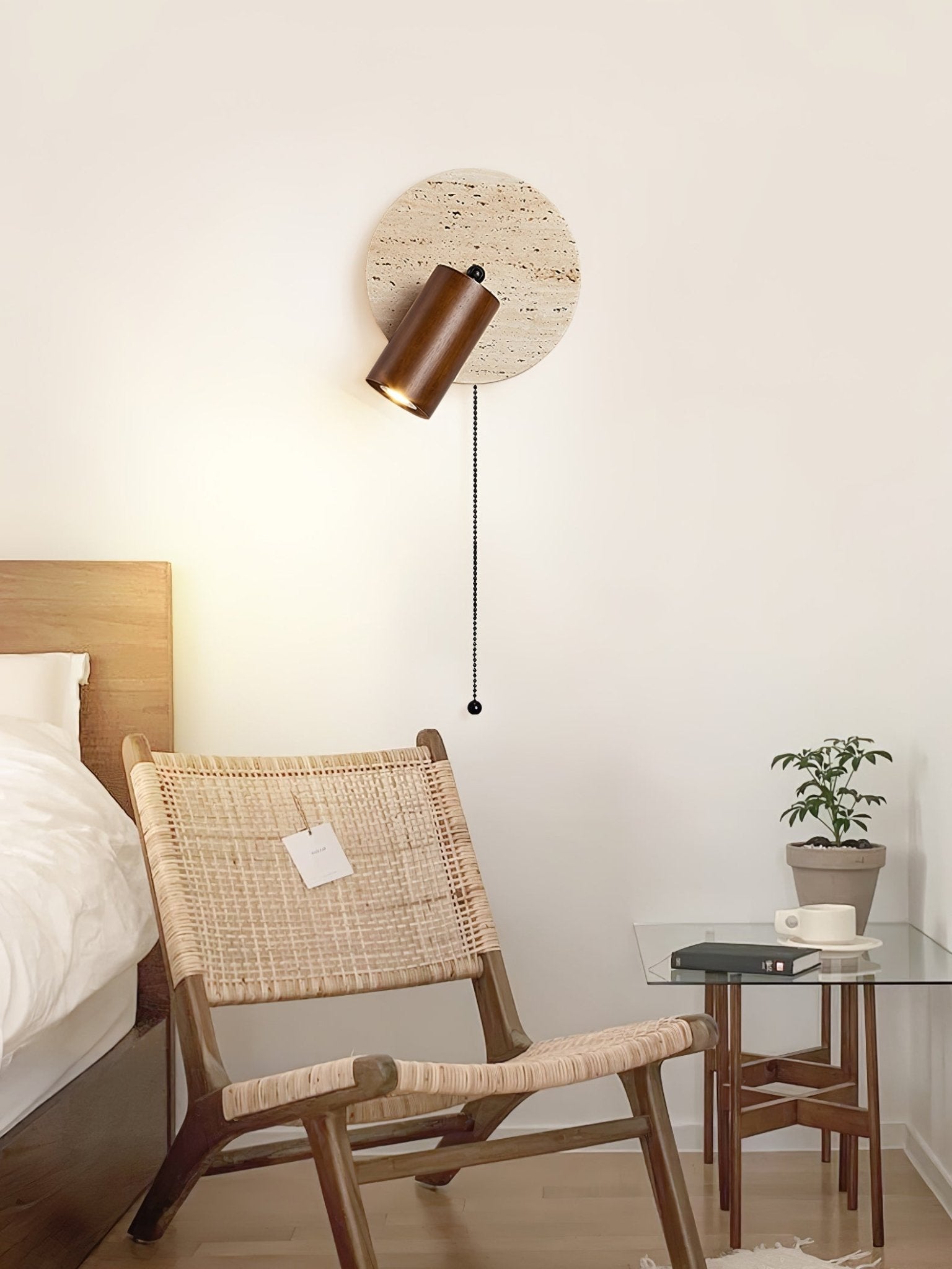 Evzoryra Disc Swing Travertine Wall Light - Blowlighting