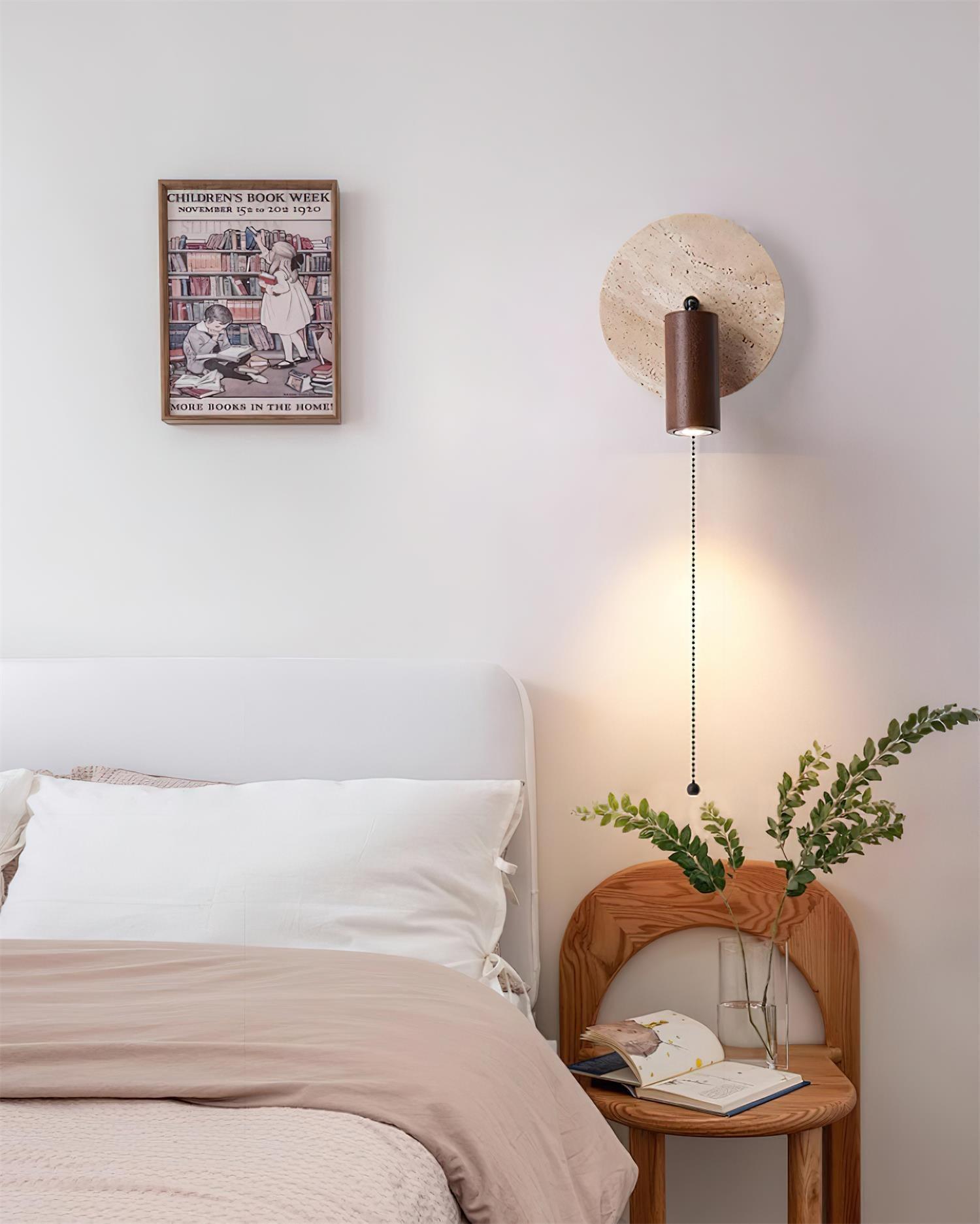 Evzoryra Disc Swing Travertine Wall Light - Blowlighting