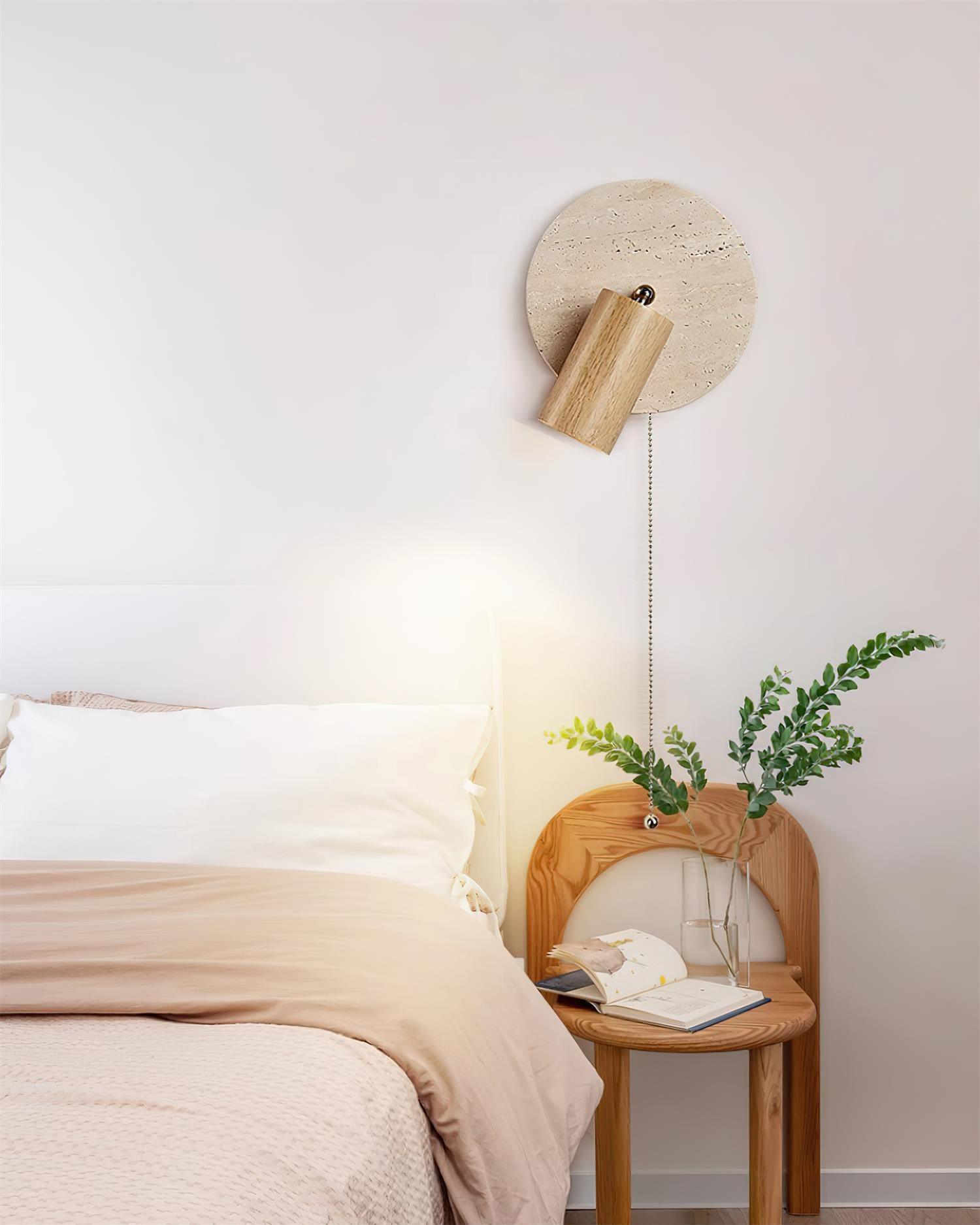 Evzoryra Disc Swing Travertine Wall Light - Blowlighting