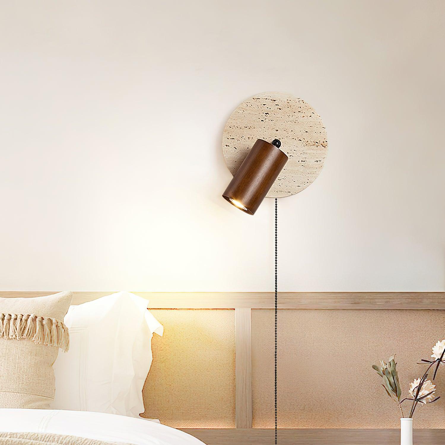 Evzoryra Disc Swing Travertine Wall Light - Blowlighting