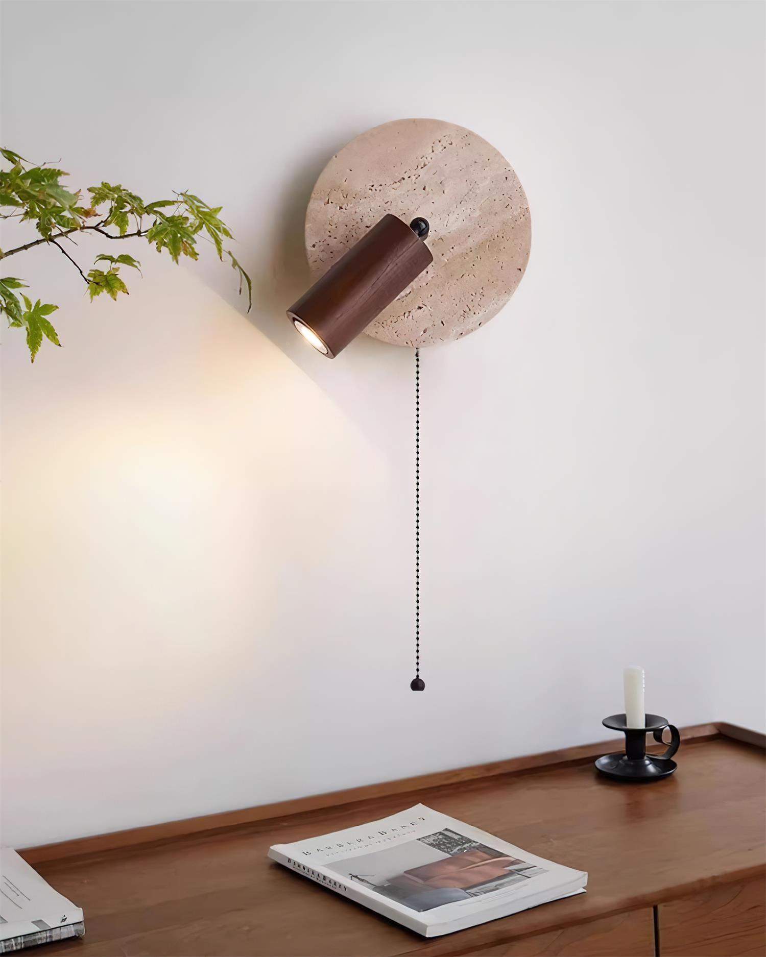 Evzoryra Disc Swing Travertine Wall Light - Blowlighting