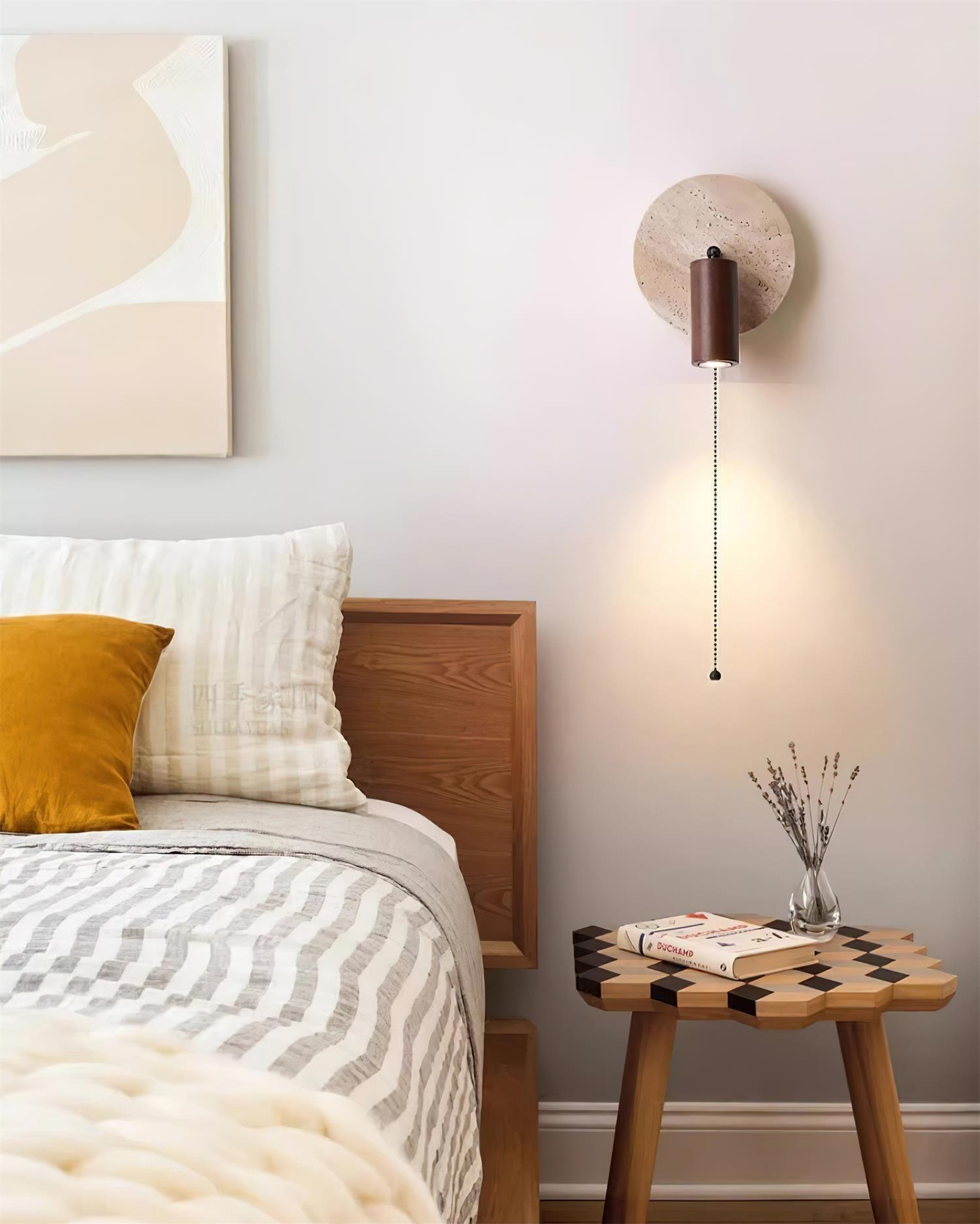 Evzoryra Disc Swing Travertine Wall Light - Blowlighting