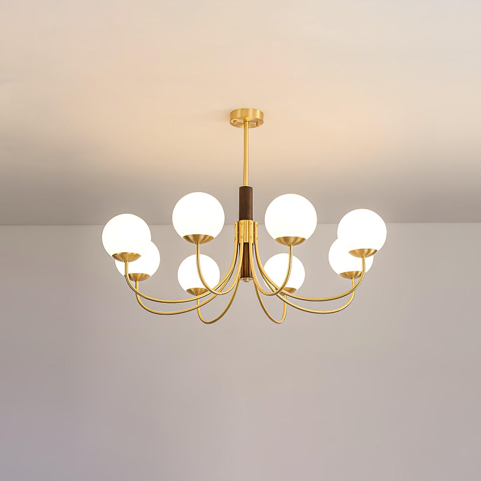 Midas Touch Walnut Sphere Chandelier - Blowlighting