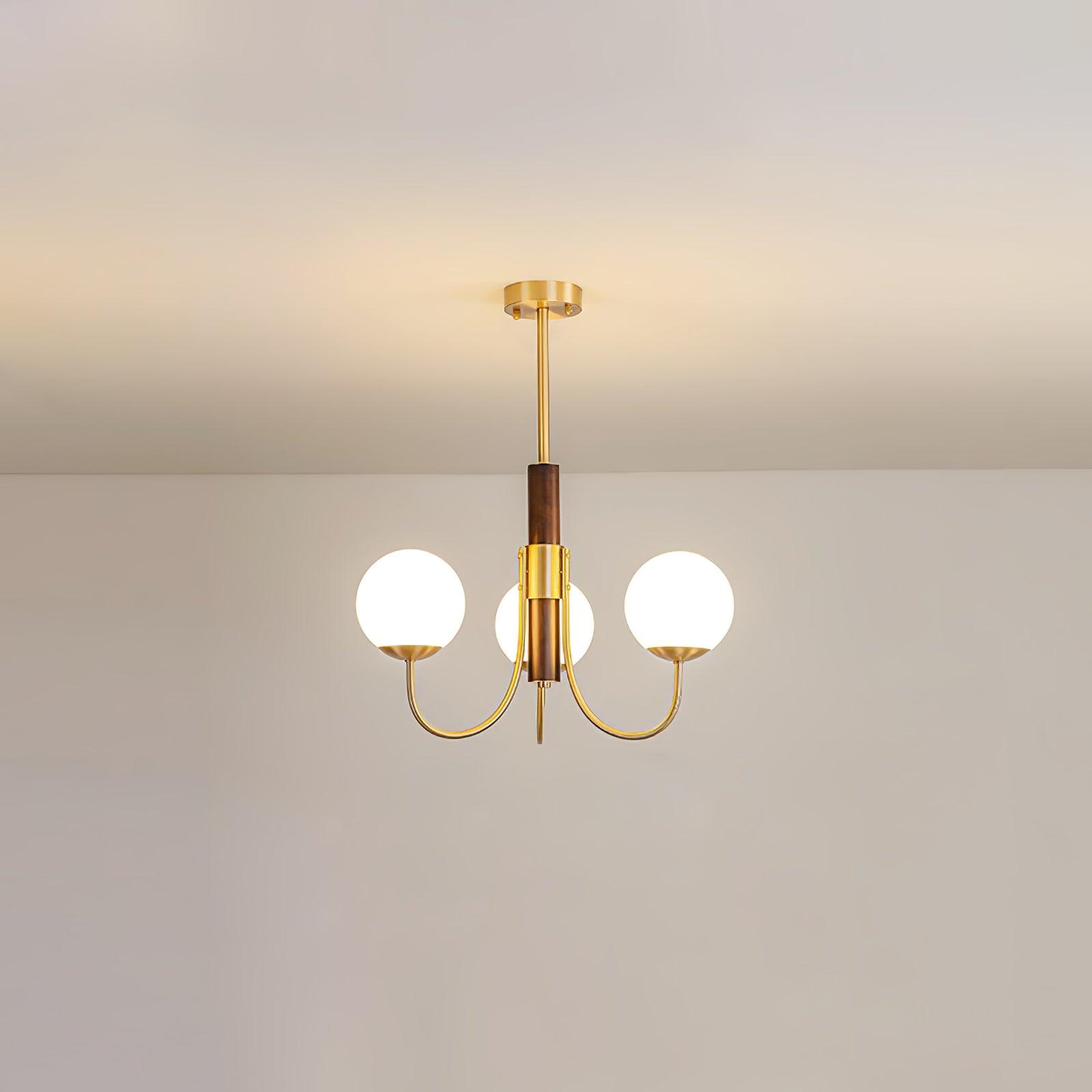 Midas Touch Walnut Sphere Chandelier - Blowlighting