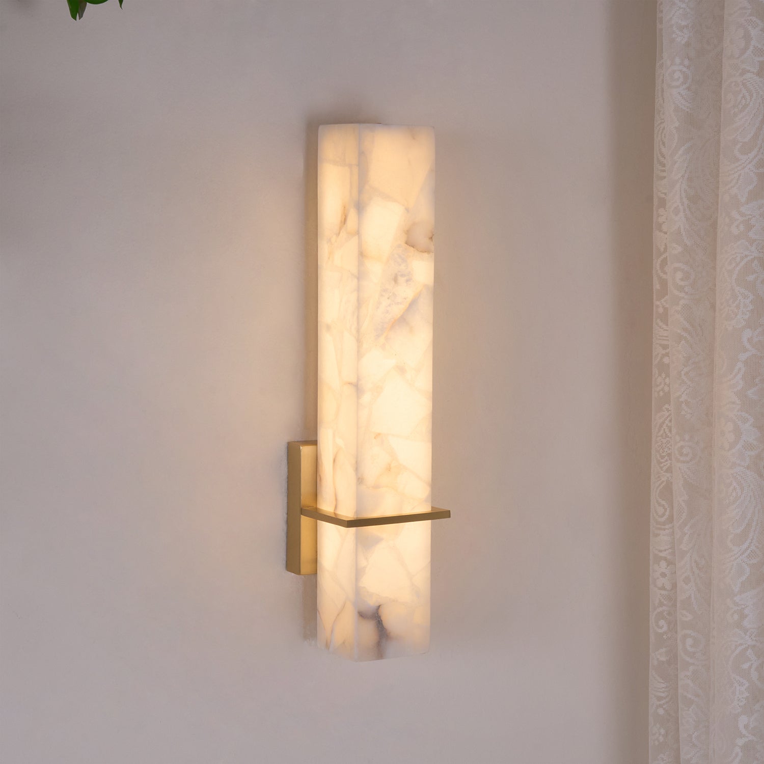 Luste Alabaster Wall Sconce Brass Band Shape - Blowlighting