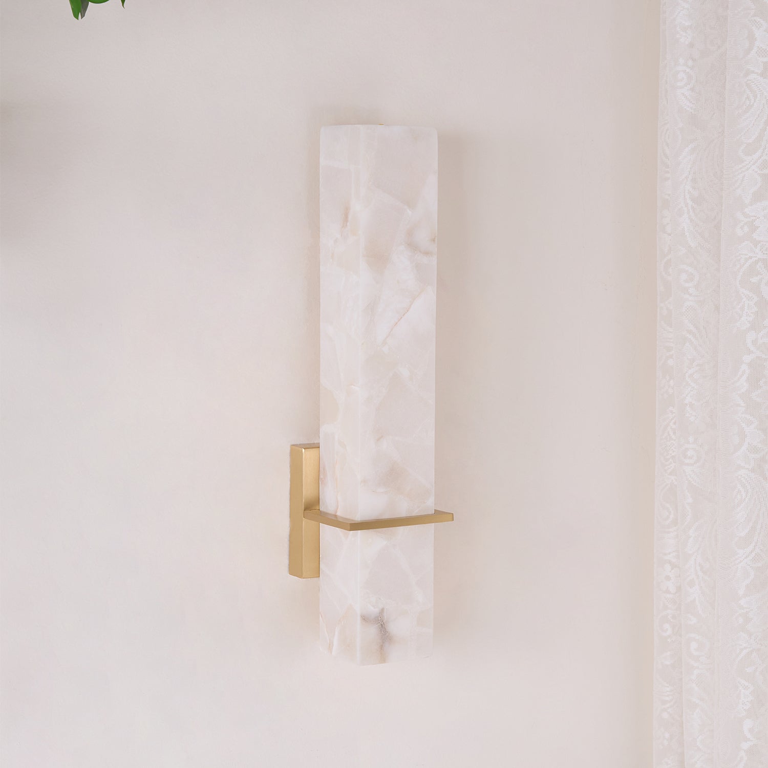 Luste Alabaster Wall Sconce Brass Band Shape - Blowlighting