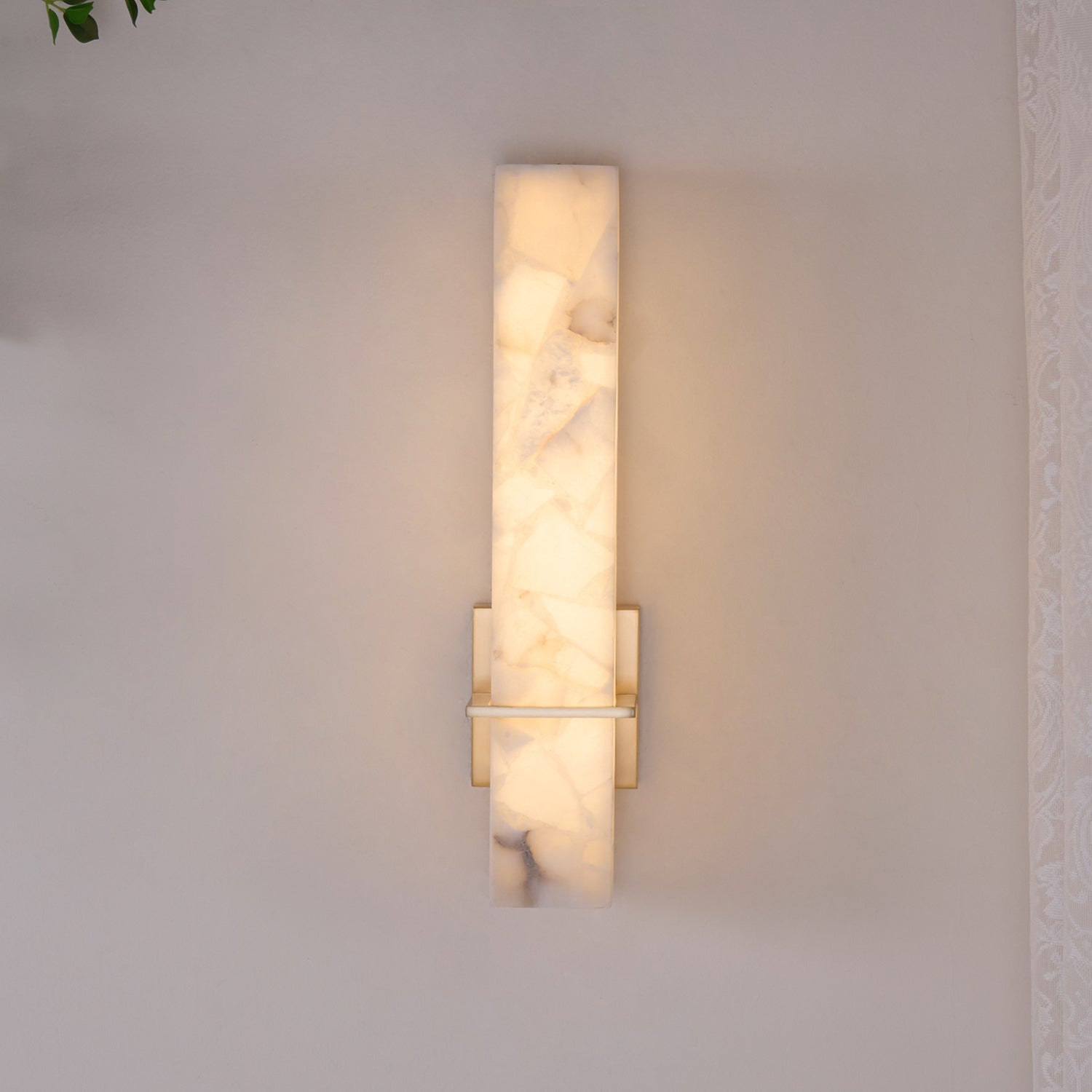Luste Alabaster Wall Sconce Brass Band Shape - Blowlighting