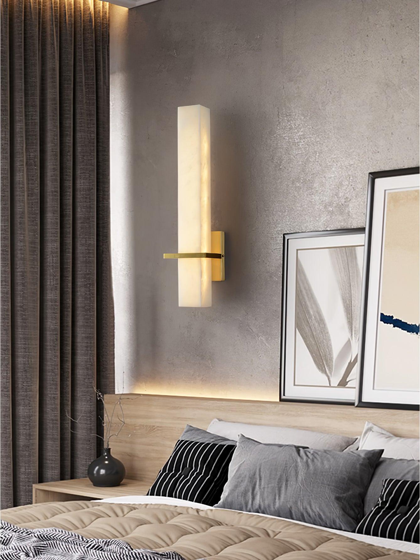 Luste Alabaster Wall Sconce Brass Band Shape - Blowlighting