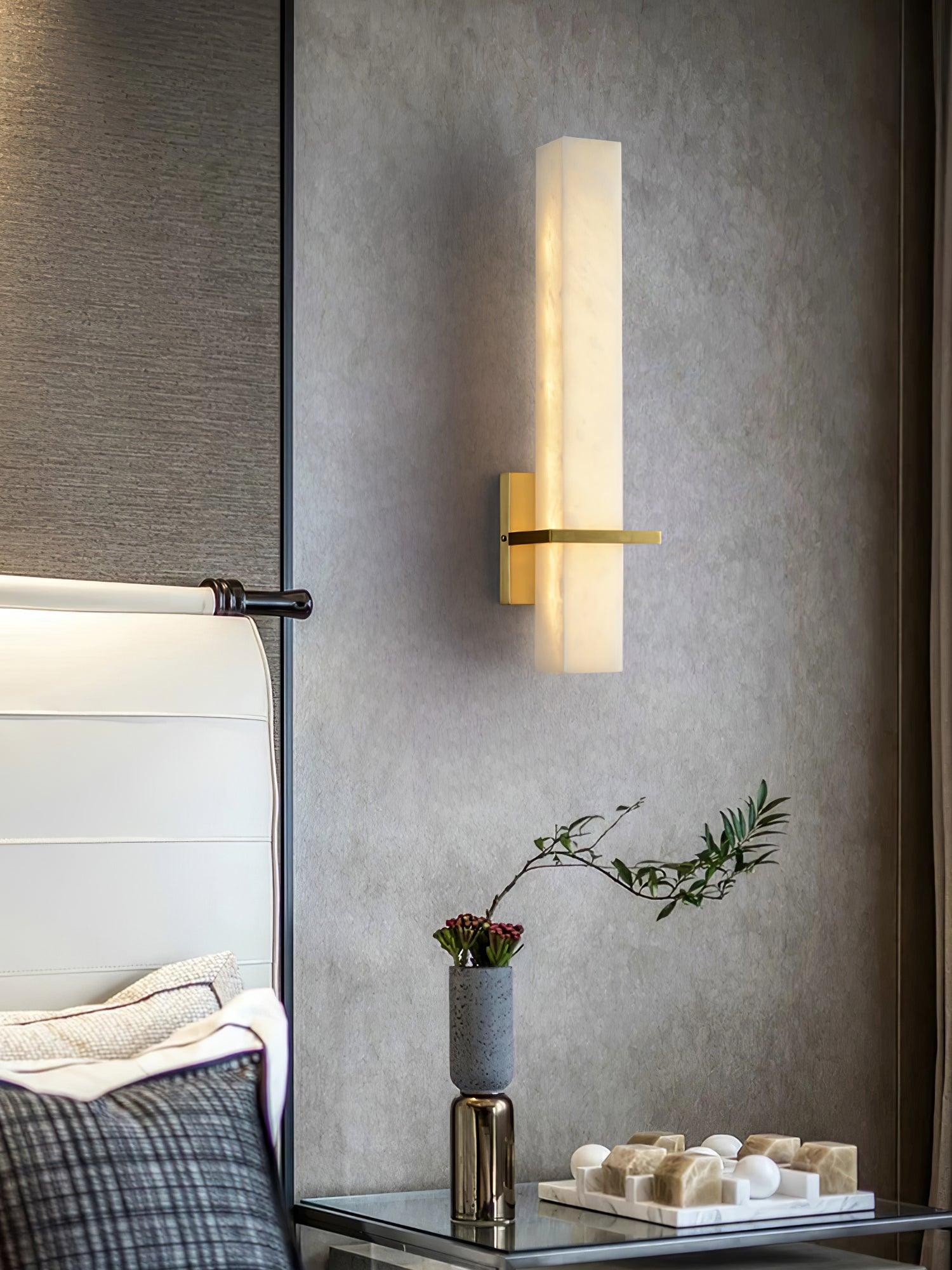 Luste Alabaster Wall Sconce Brass Band Shape - Blowlighting