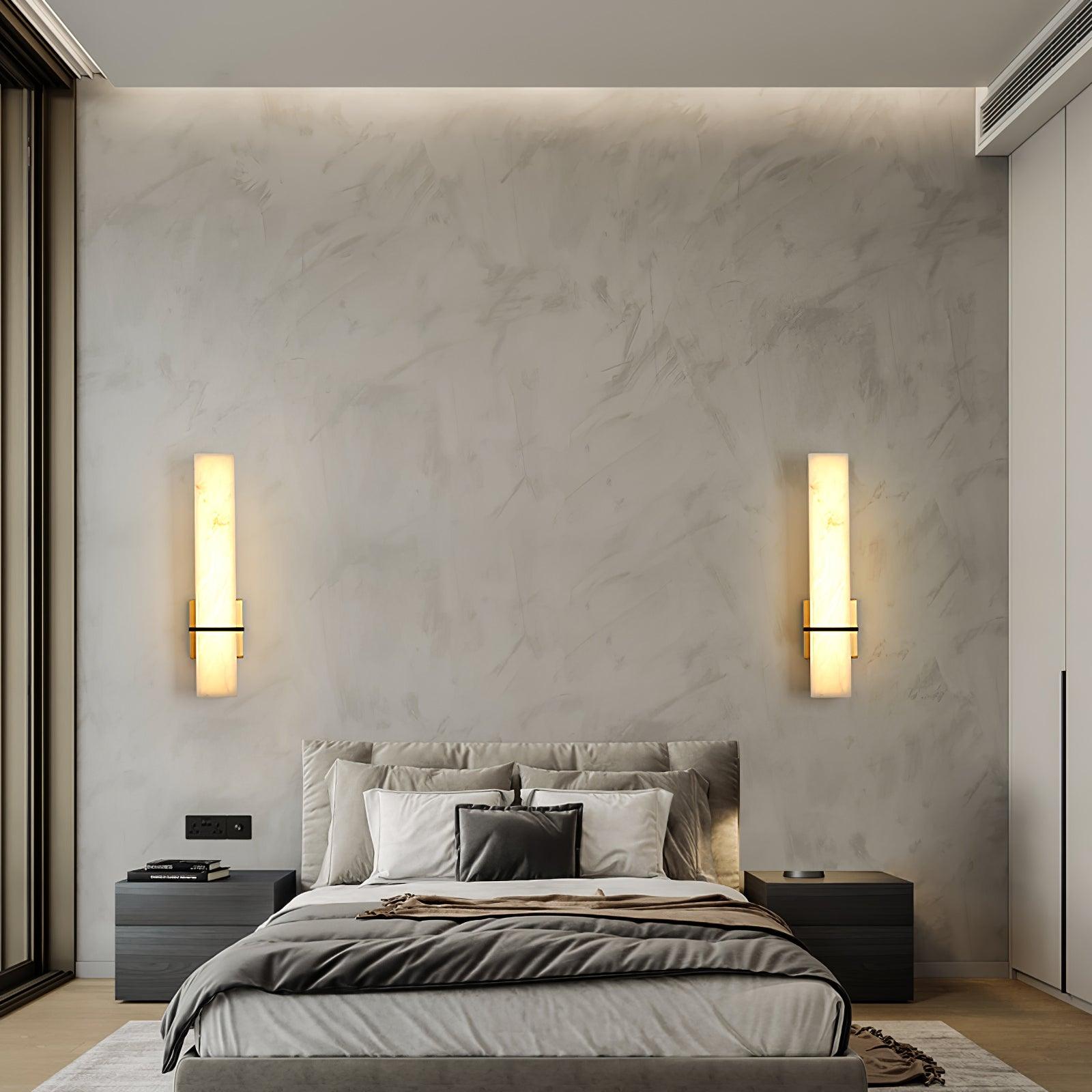 Luste Alabaster Wall Sconce Brass Band Shape - Blowlighting