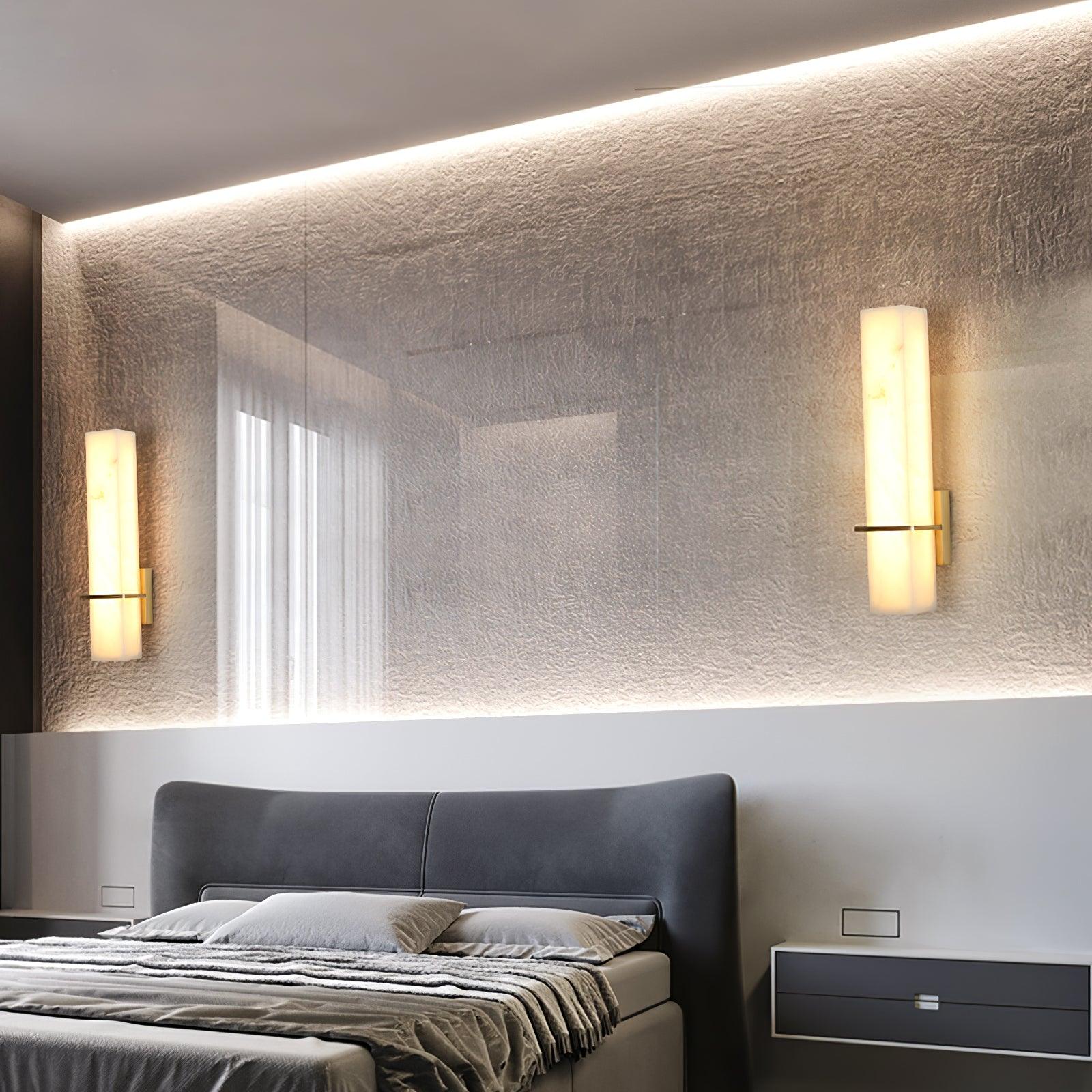 Luste Alabaster Wall Sconce Brass Band Shape - Blowlighting