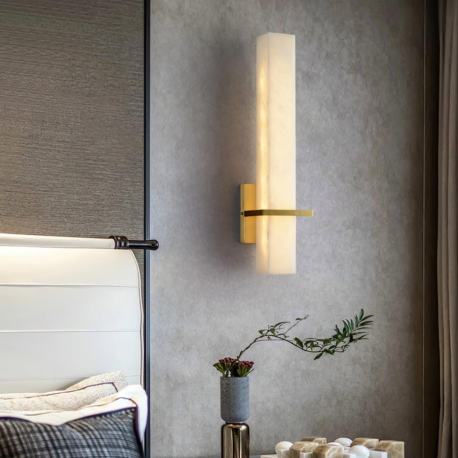Luste Alabaster Wall Sconce Brass Band Shape - Blowlighting