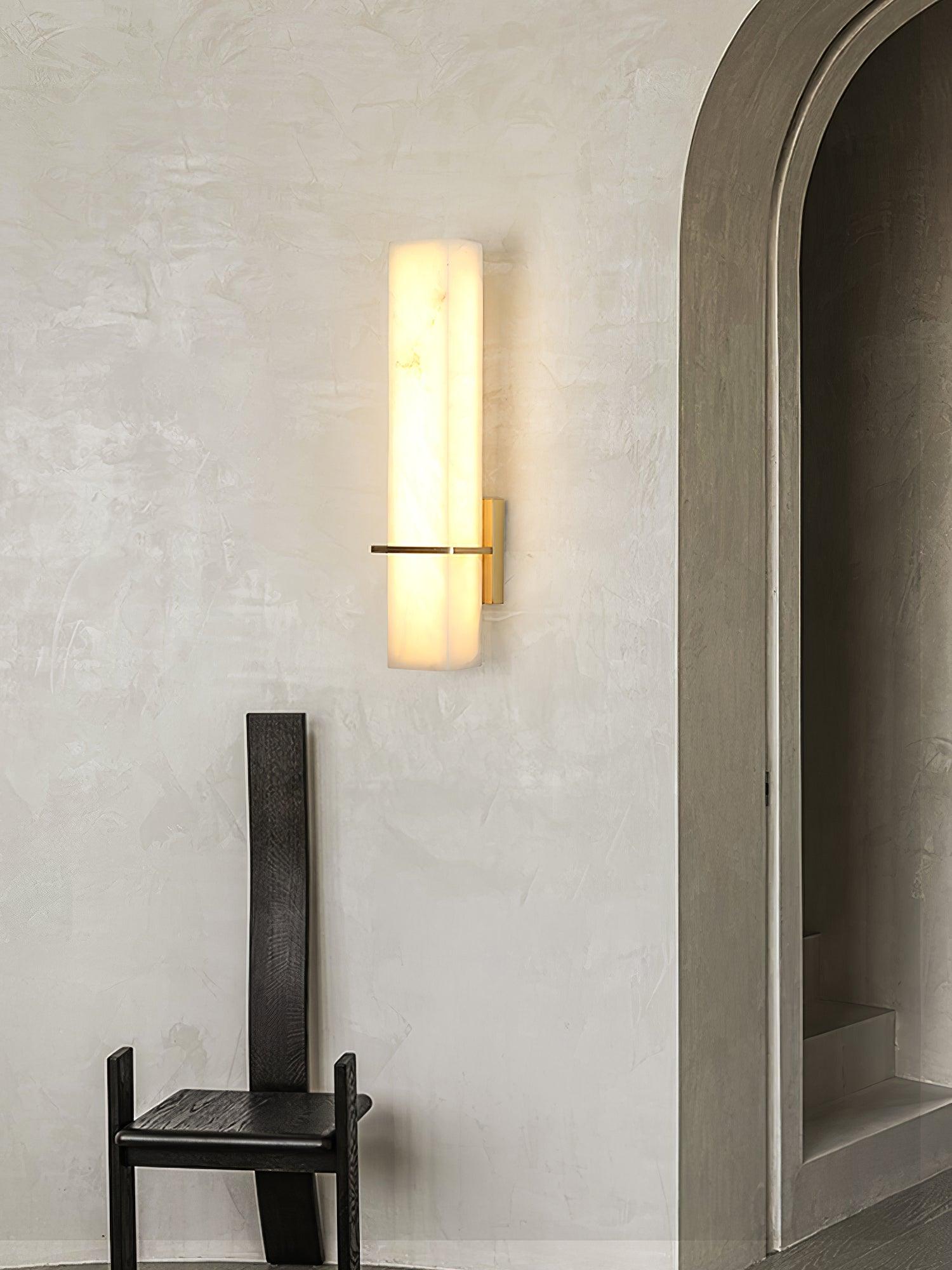 Luste Alabaster Wall Sconce Brass Band Shape - Blowlighting