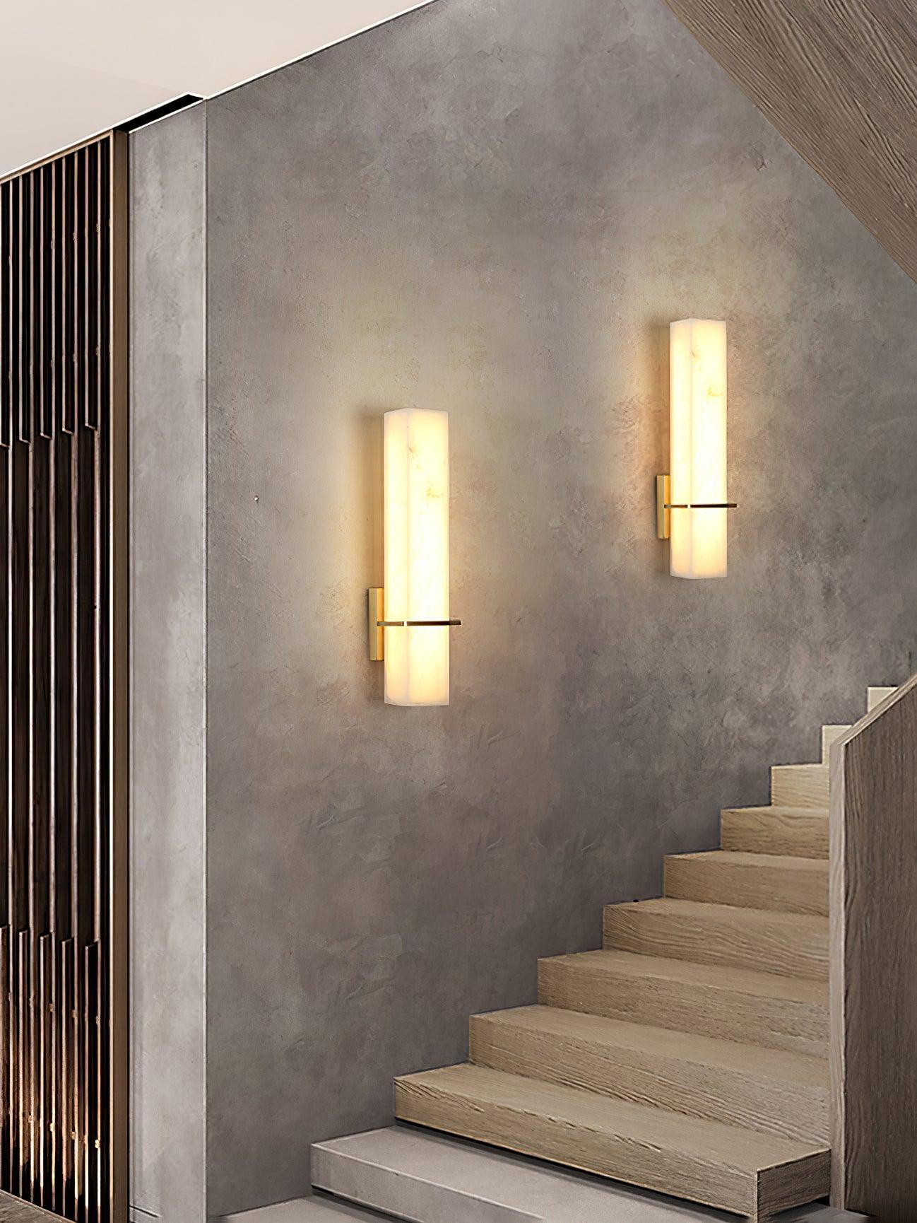 Luste Alabaster Wall Sconce Brass Band Shape - Blowlighting