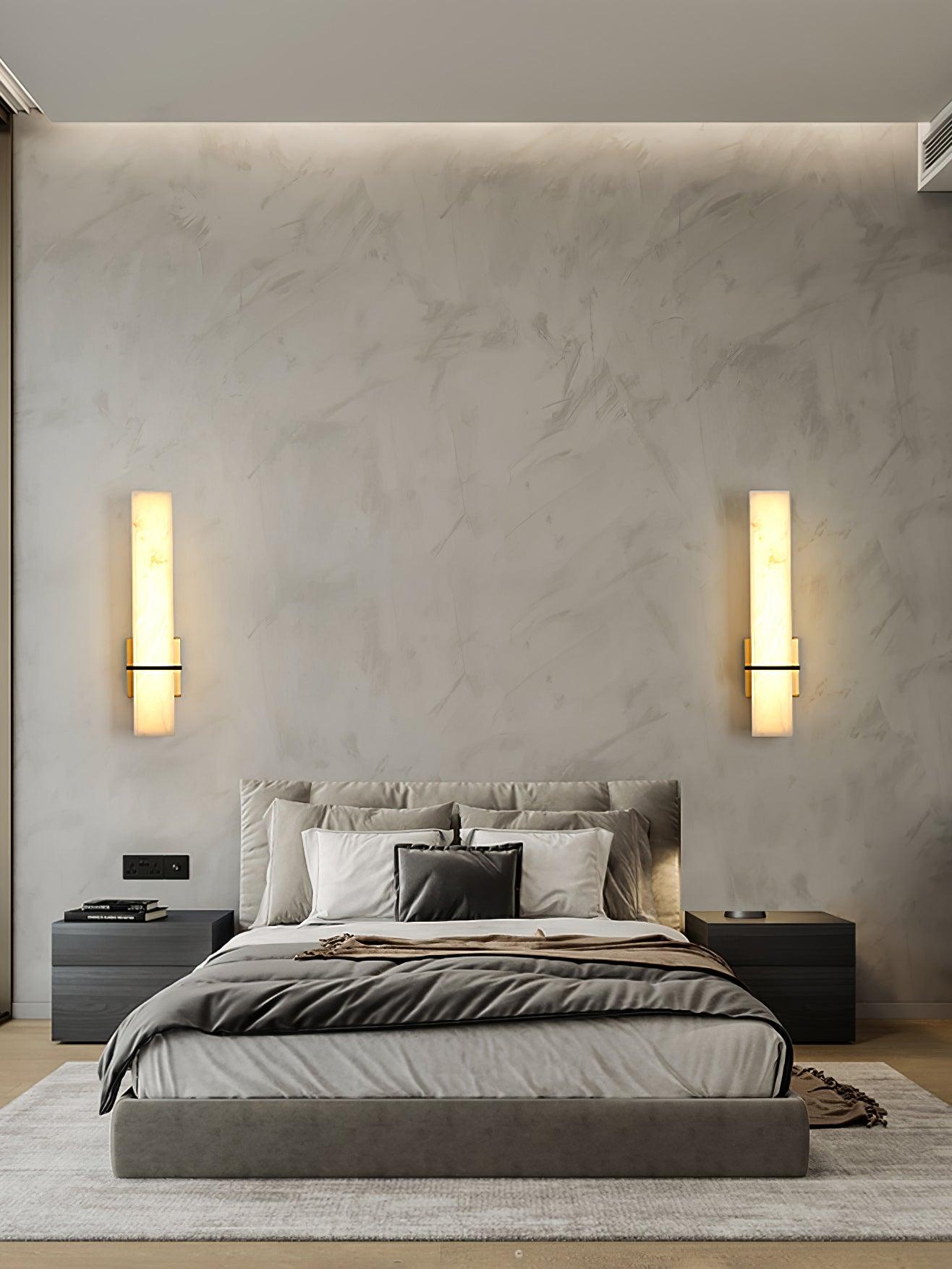 Luste Alabaster Wall Sconce Brass Band Shape - Blowlighting