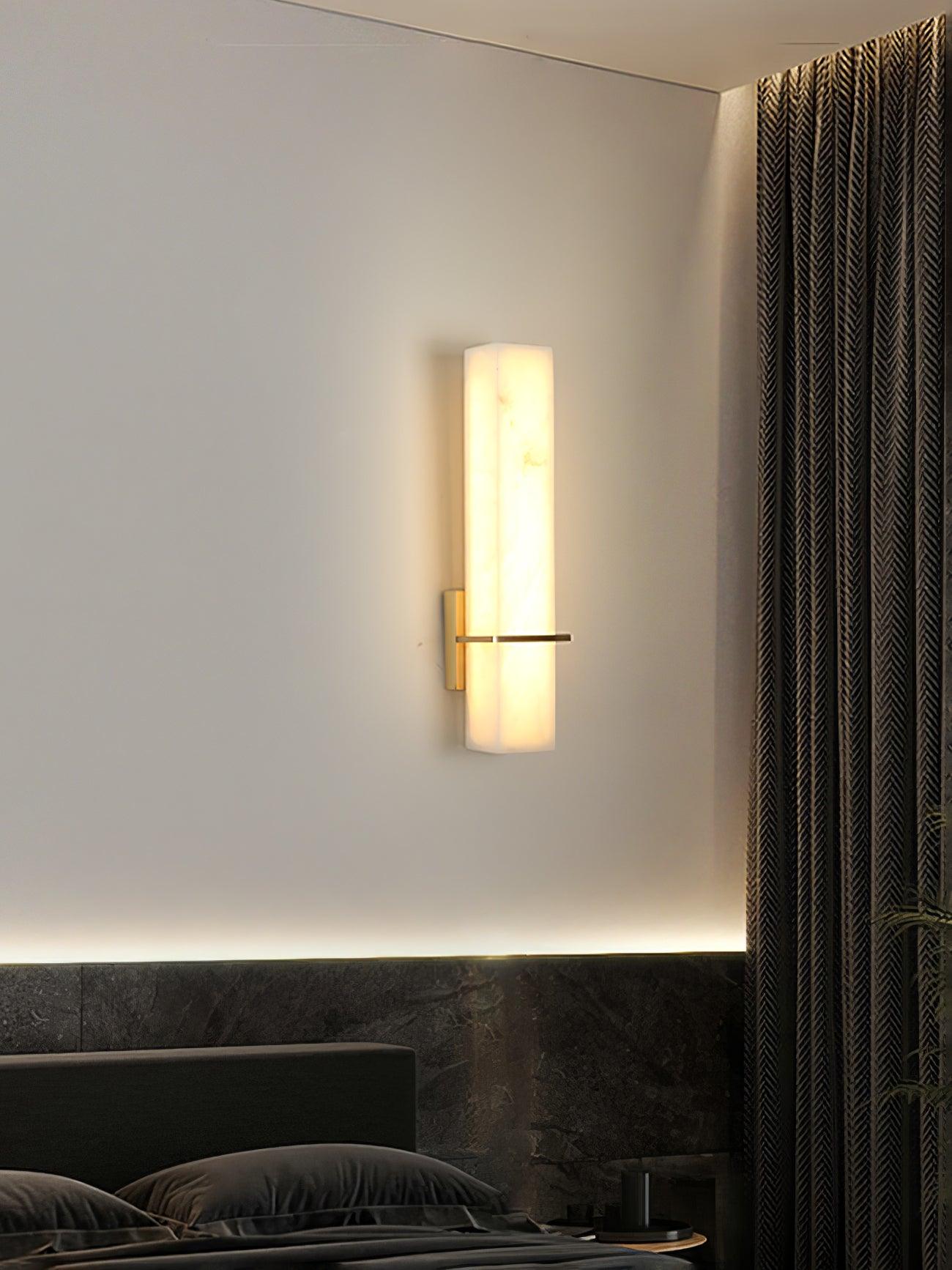 Luste Alabaster Wall Sconce Brass Band Shape - Blowlighting