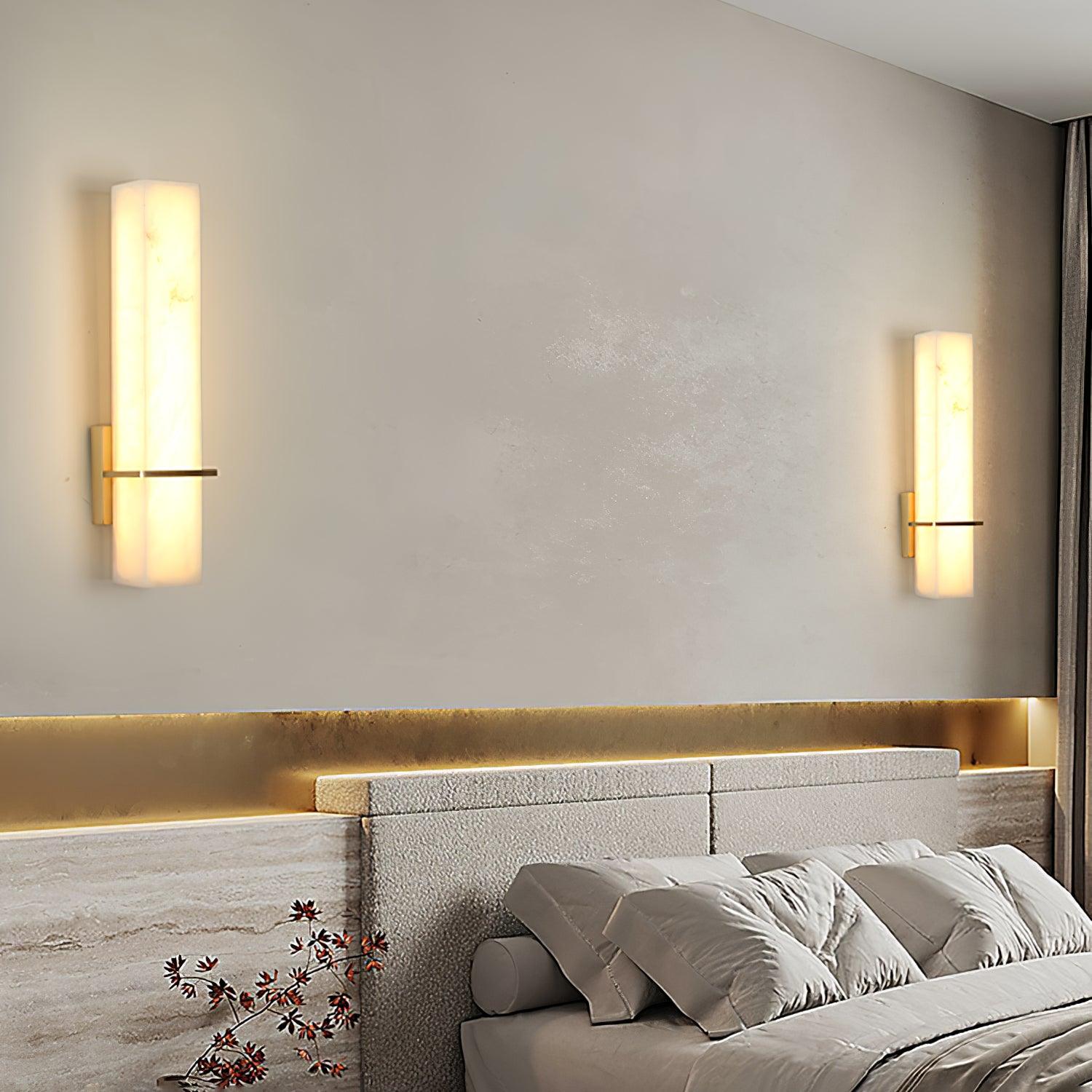 Luste Alabaster Wall Sconce Brass Band Shape - Blowlighting