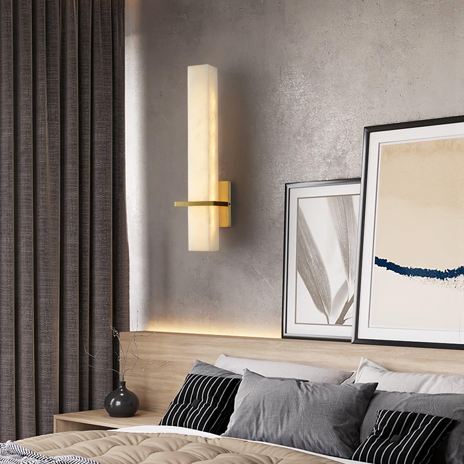 Luste Alabaster Wall Sconce Brass Band Shape - Blowlighting