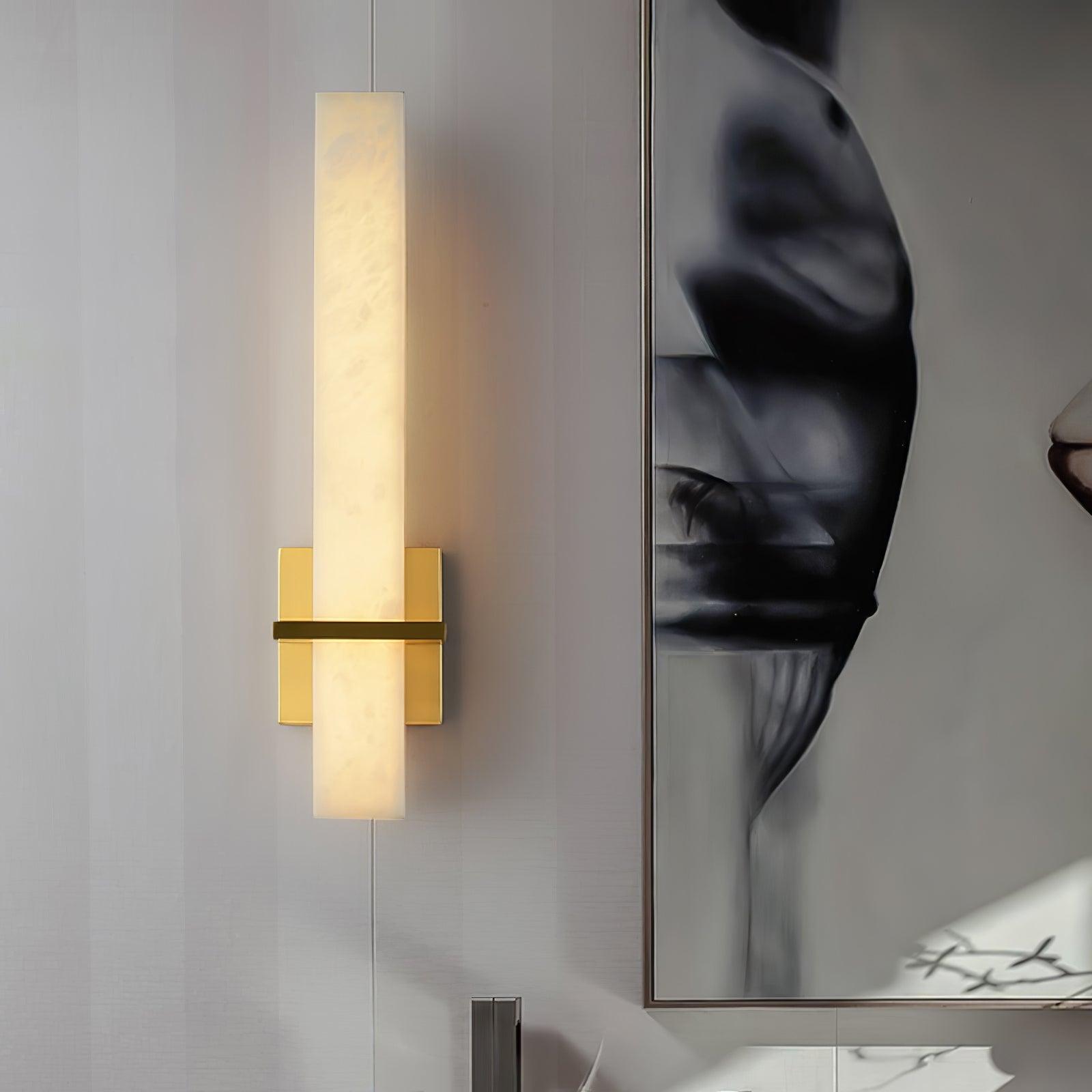 Luste Alabaster Wall Sconce Brass Band Shape - Blowlighting