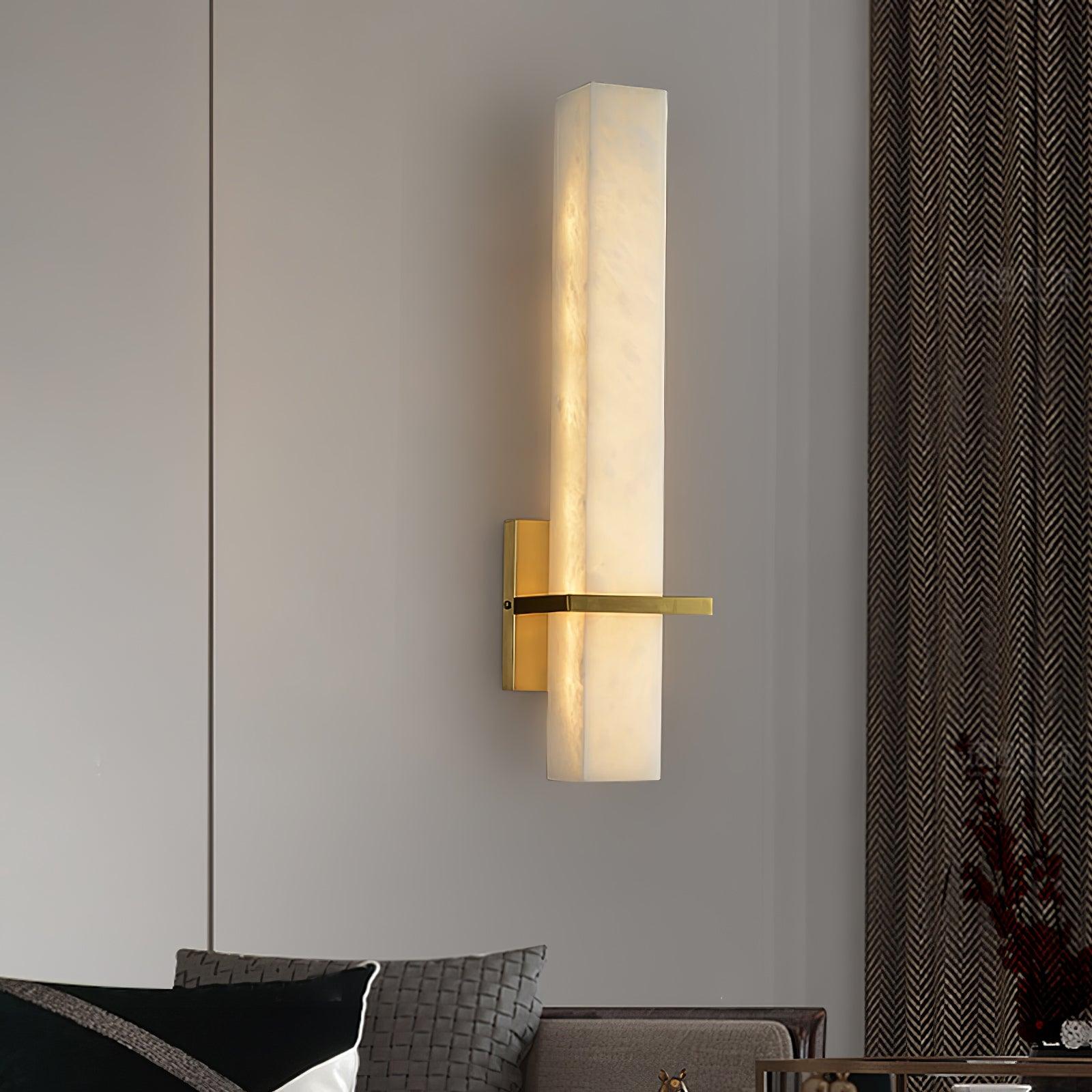 Luste Alabaster Wall Sconce Brass Band Shape - Blowlighting