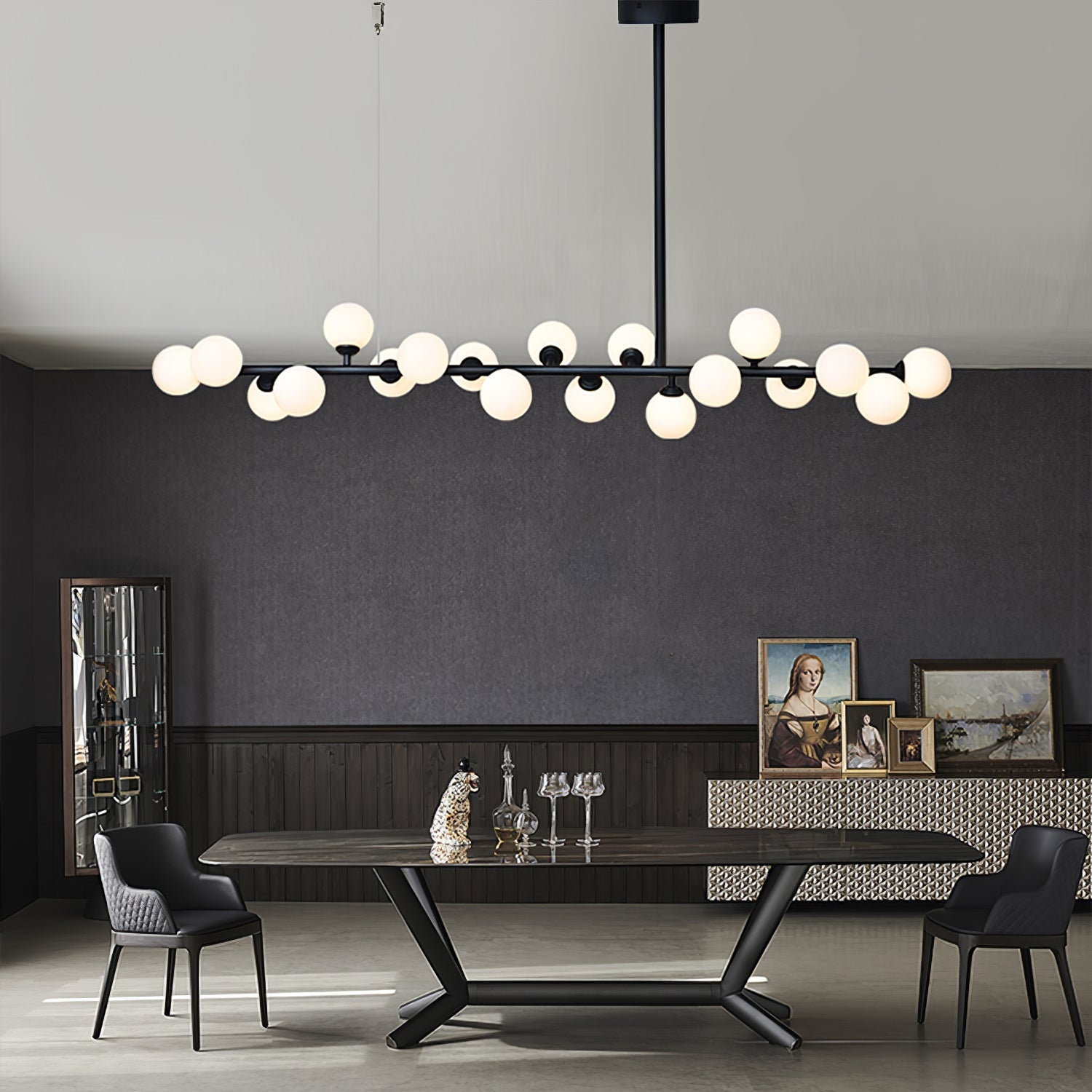 Lumiray Black Linear Globe Pendant Light - Blowlighting