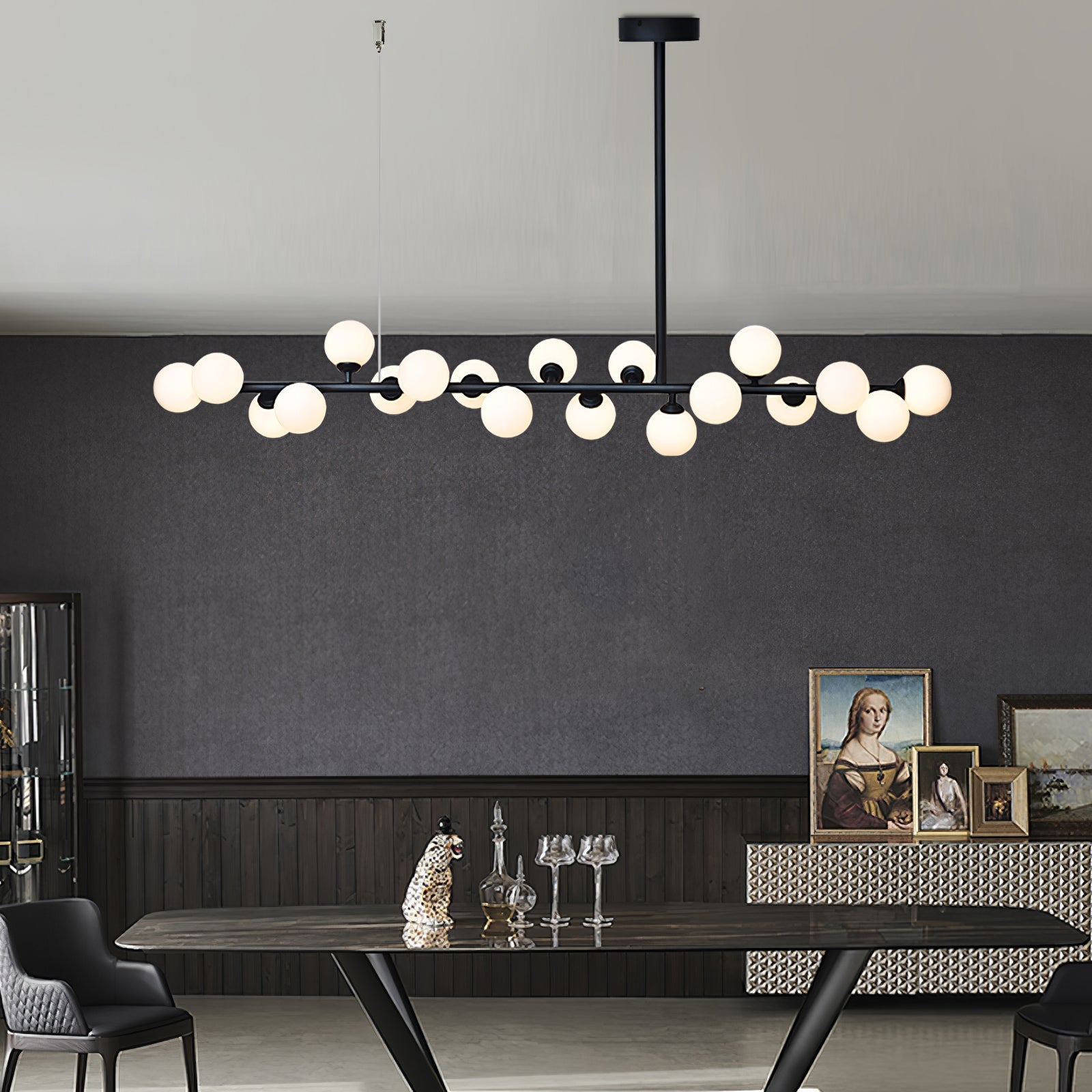 Lumiray Black Linear Globe Pendant Light - Blowlighting