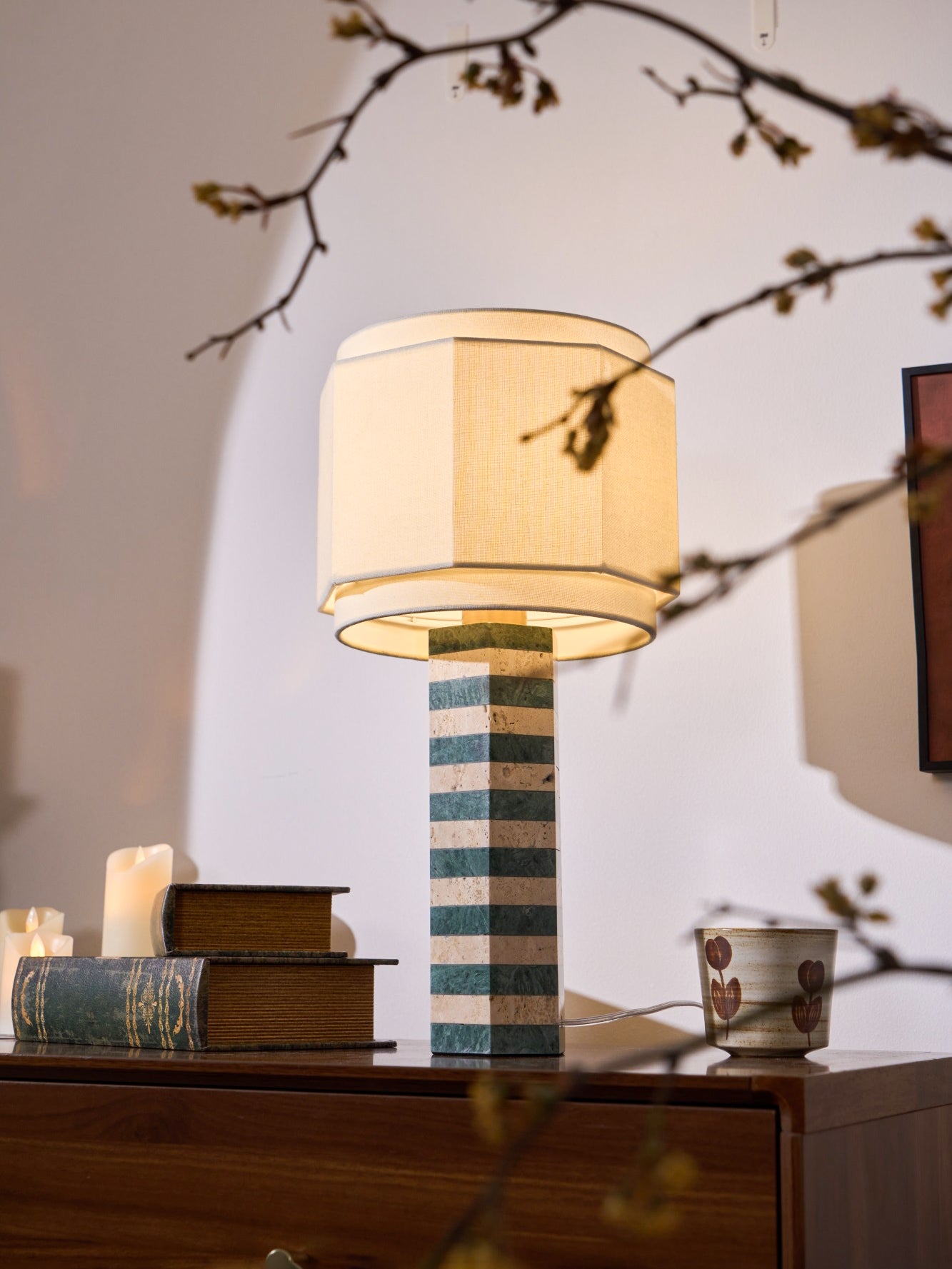 Modari Striped Stone Table Lamp - Blowlighting