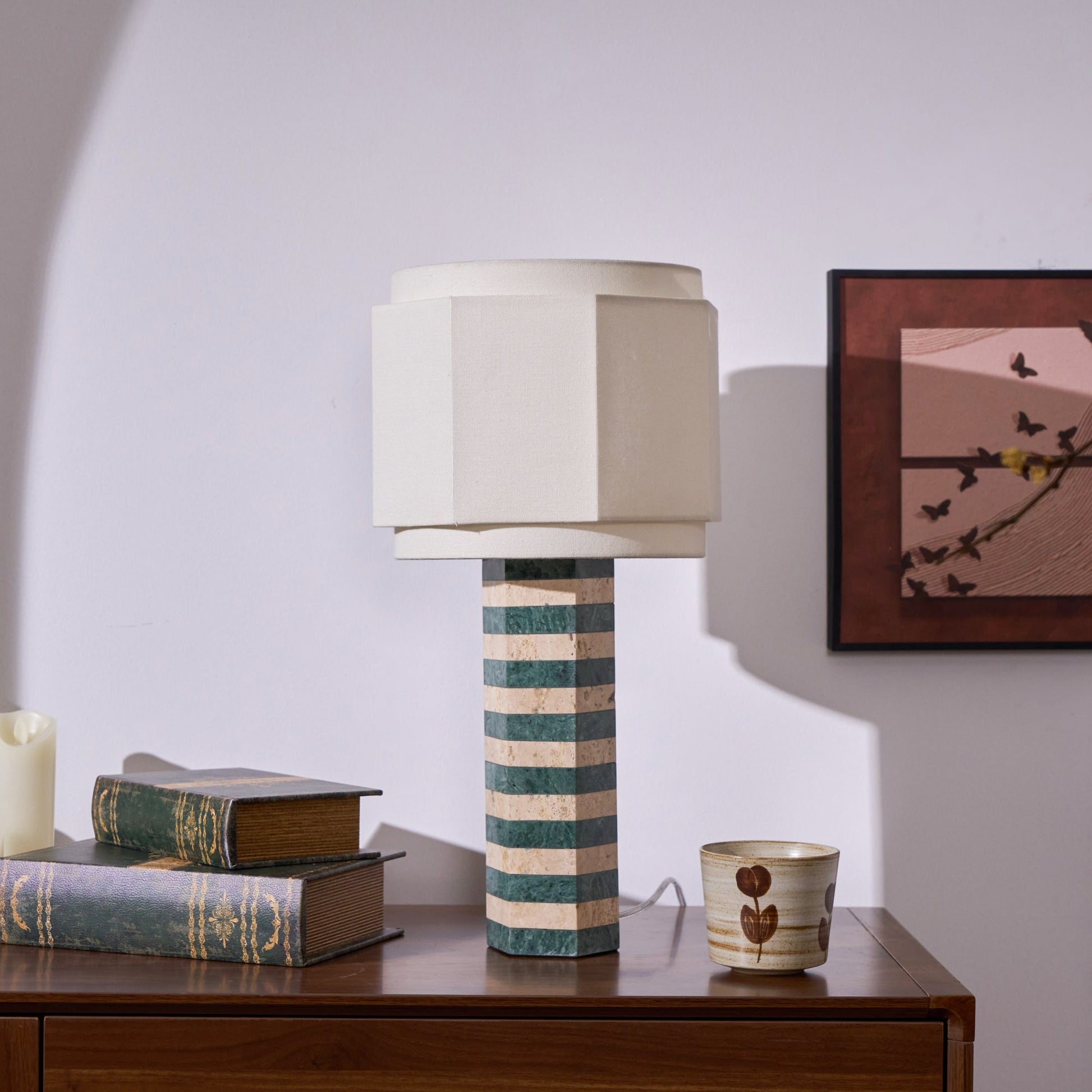 Modari Striped Stone Table Lamp - Blowlighting