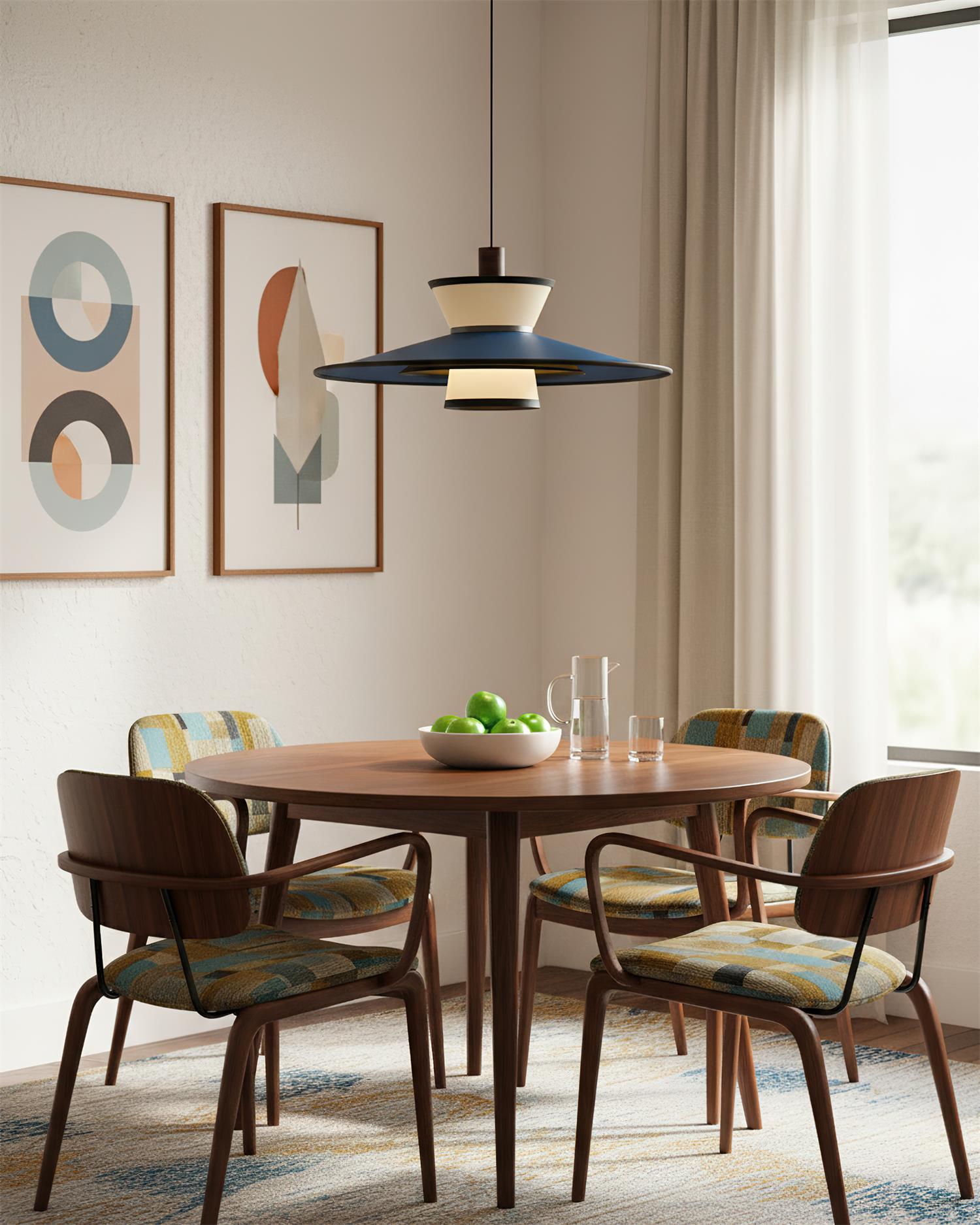 Modula Oriental Fabric Pendant Light