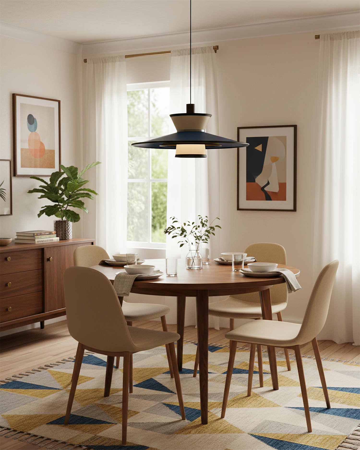 Modula Oriental Fabric Pendant Light