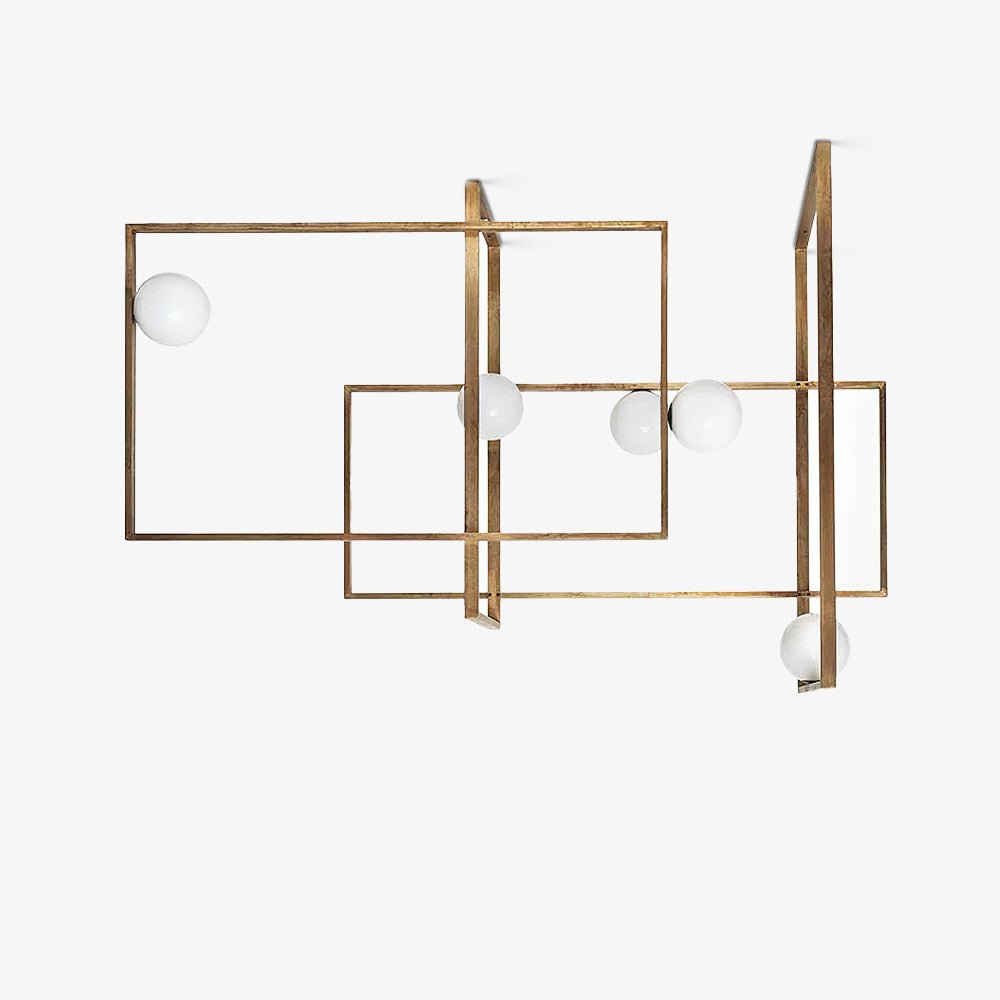 Lustra Chandelier Mondrian Glass Brass Geometric Modern - Blowlighting