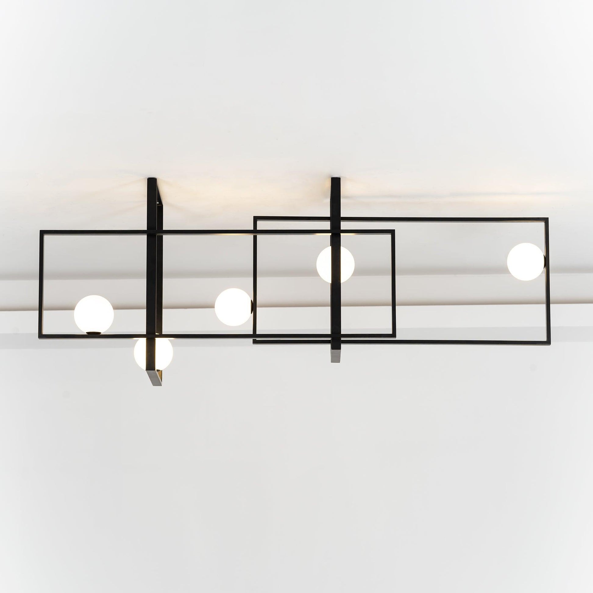 Lustra Chandelier Mondrian Glass Brass Geometric Modern - Blowlighting
